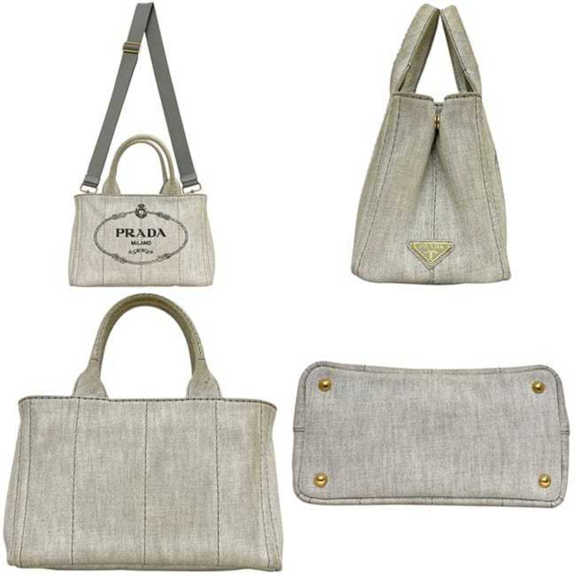 Prada Canapa Gray Canapa Handbag Tote Bag (Pre-Owned)