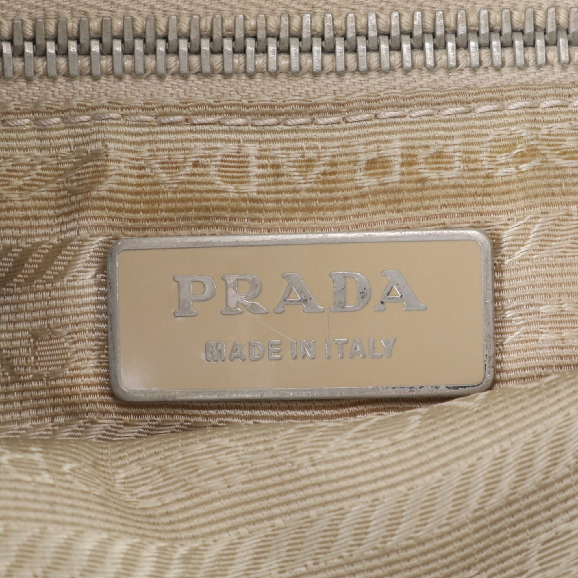 Prada Beige Blue Nylon Leather Shoulder Bag (Pre-Owned)