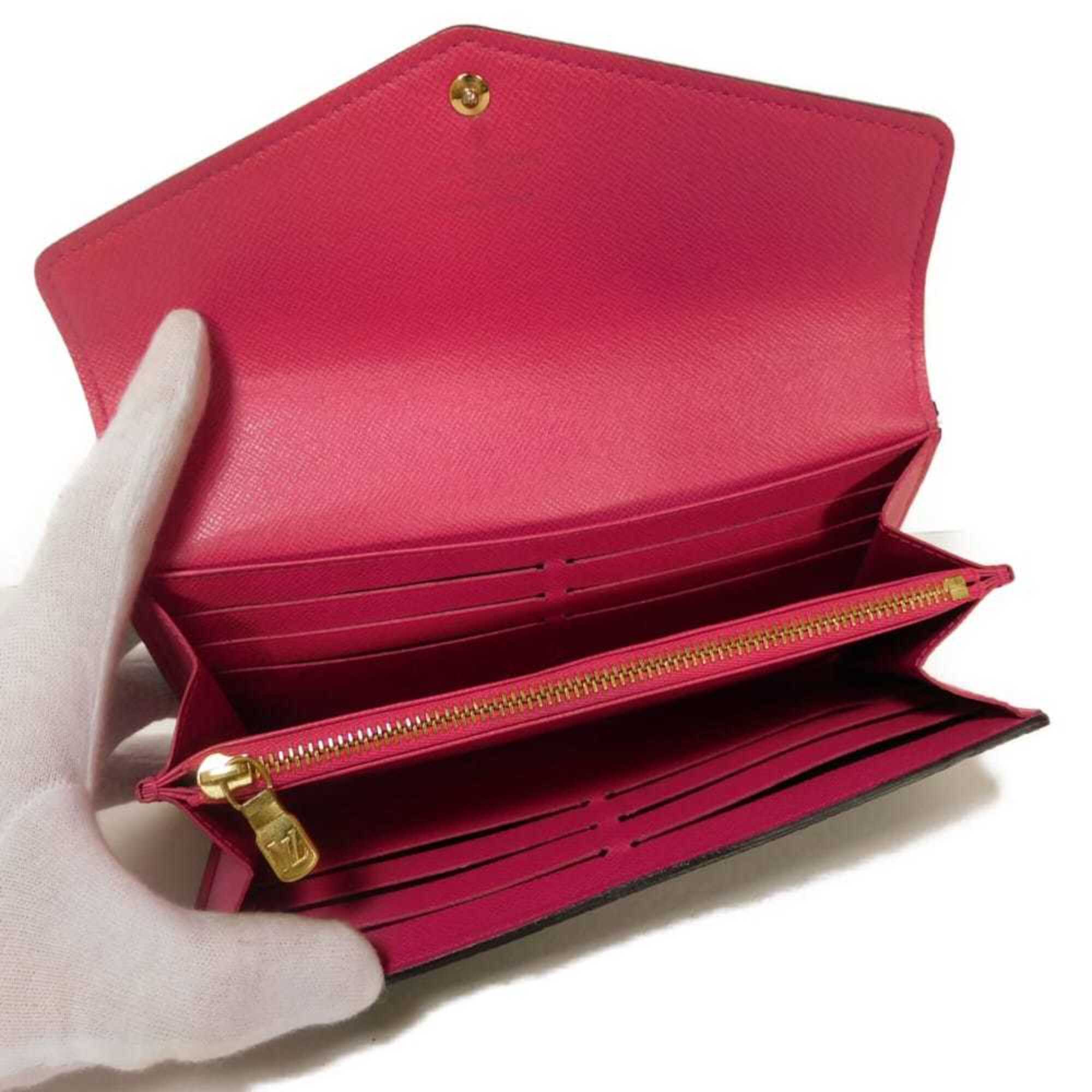 Louis Vuitton Brown Hot Pink Monogram Canvas Leather Long Wallet (Bi-Fold) (Pre-Owned)