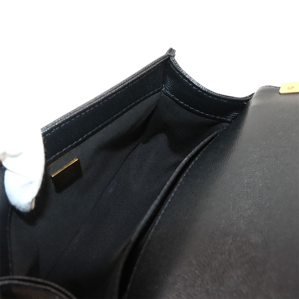 Chanel Black Grained Calfskin Handbag Shoulder Bag (Pre-Owned)