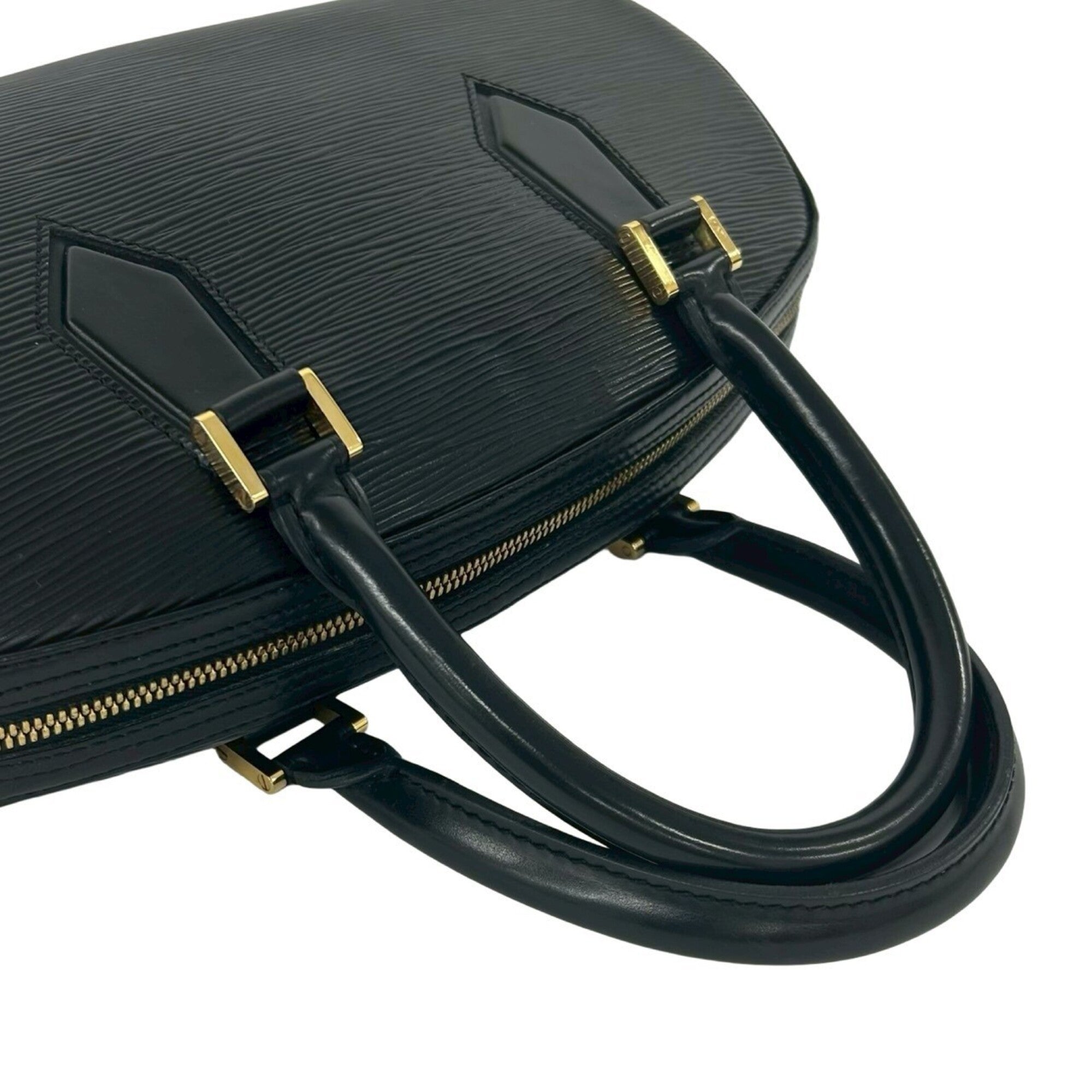 Louis Vuitton Black Leather Boston Bag Handbag (Pre-Owned)