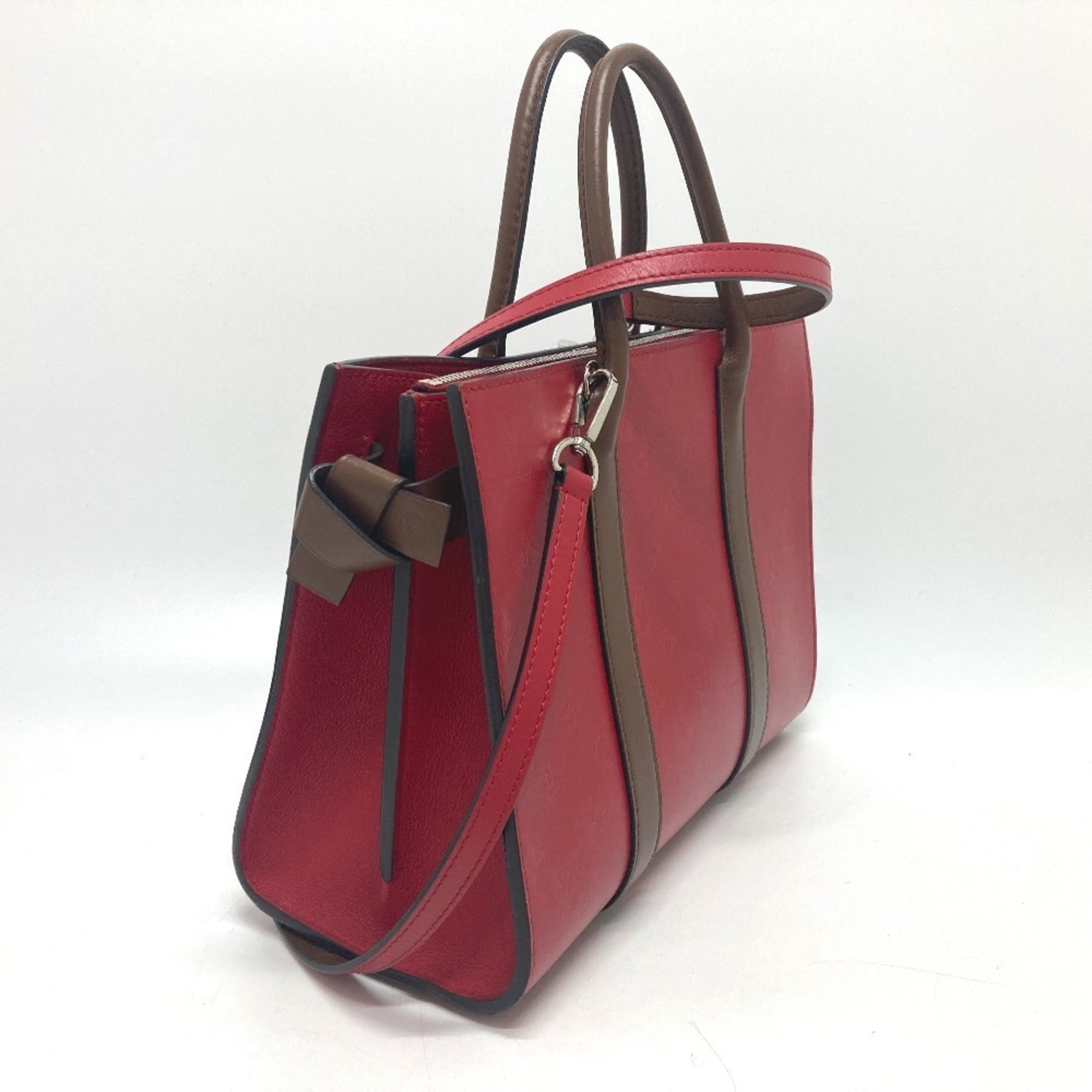 Louis Vuitton Red Color Leather Tote Bag (Pre-Owned)