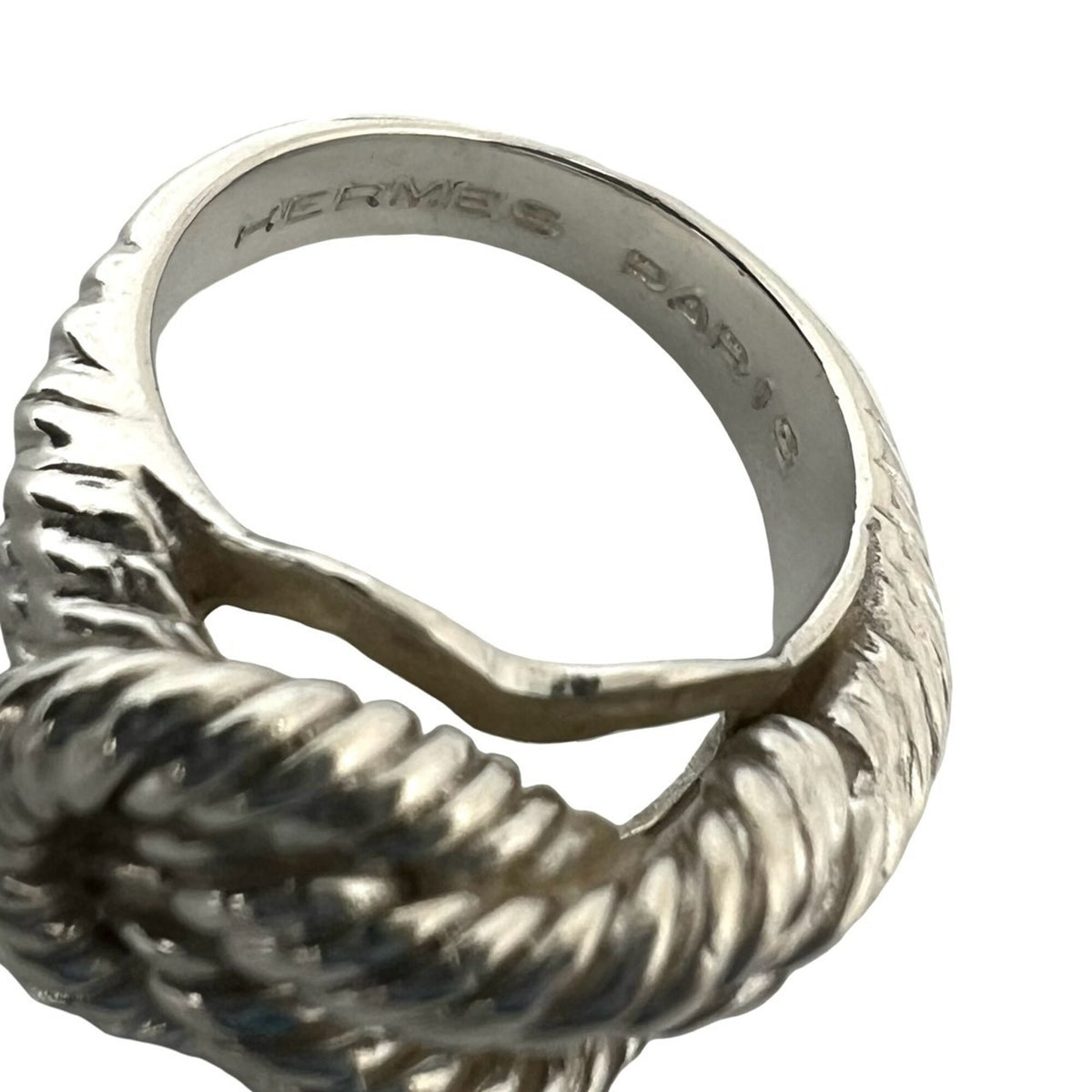 Hermes Silver Silver 925 Band Ring (Pre-Owned)