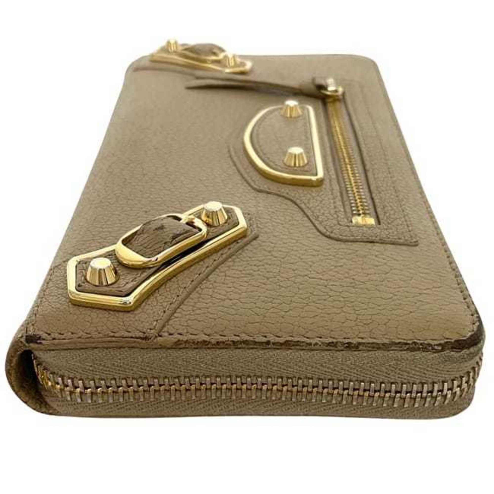 Balenciaga Beige Leather Long Wallet (Bi-Fold) (Pre-Owned)
