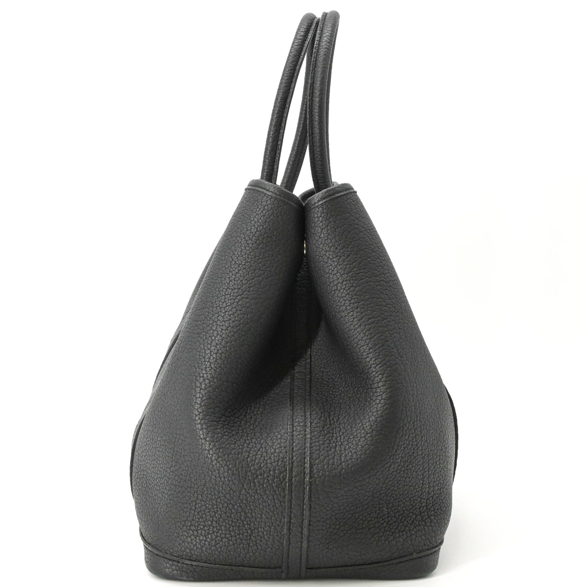 Hermes Garden Black Negonda Leather Handbag Tote Bag (Pre-Owned)