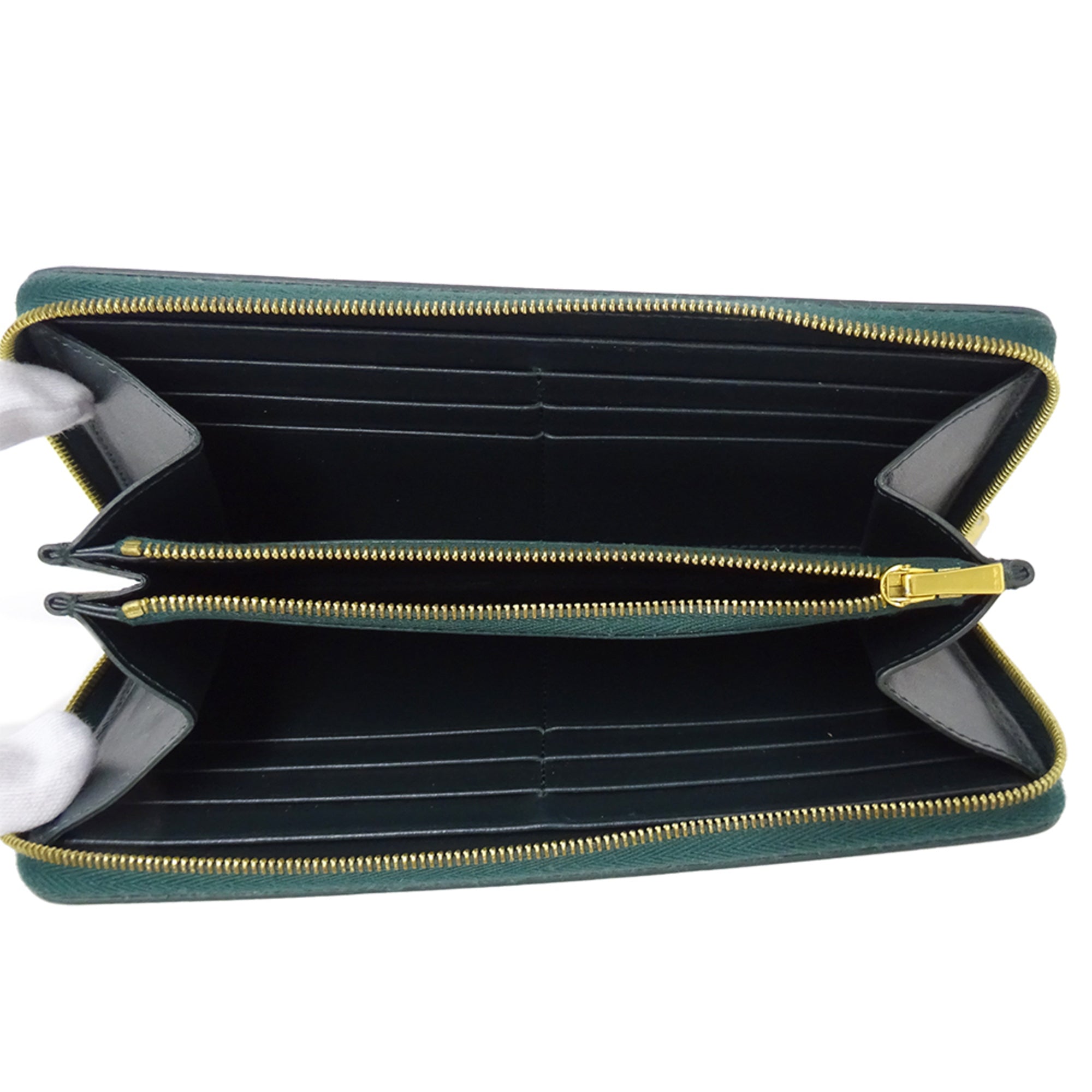Celine Green Moss Green Leather Long Wallet (Bi-Fold) (Pre-Owned)