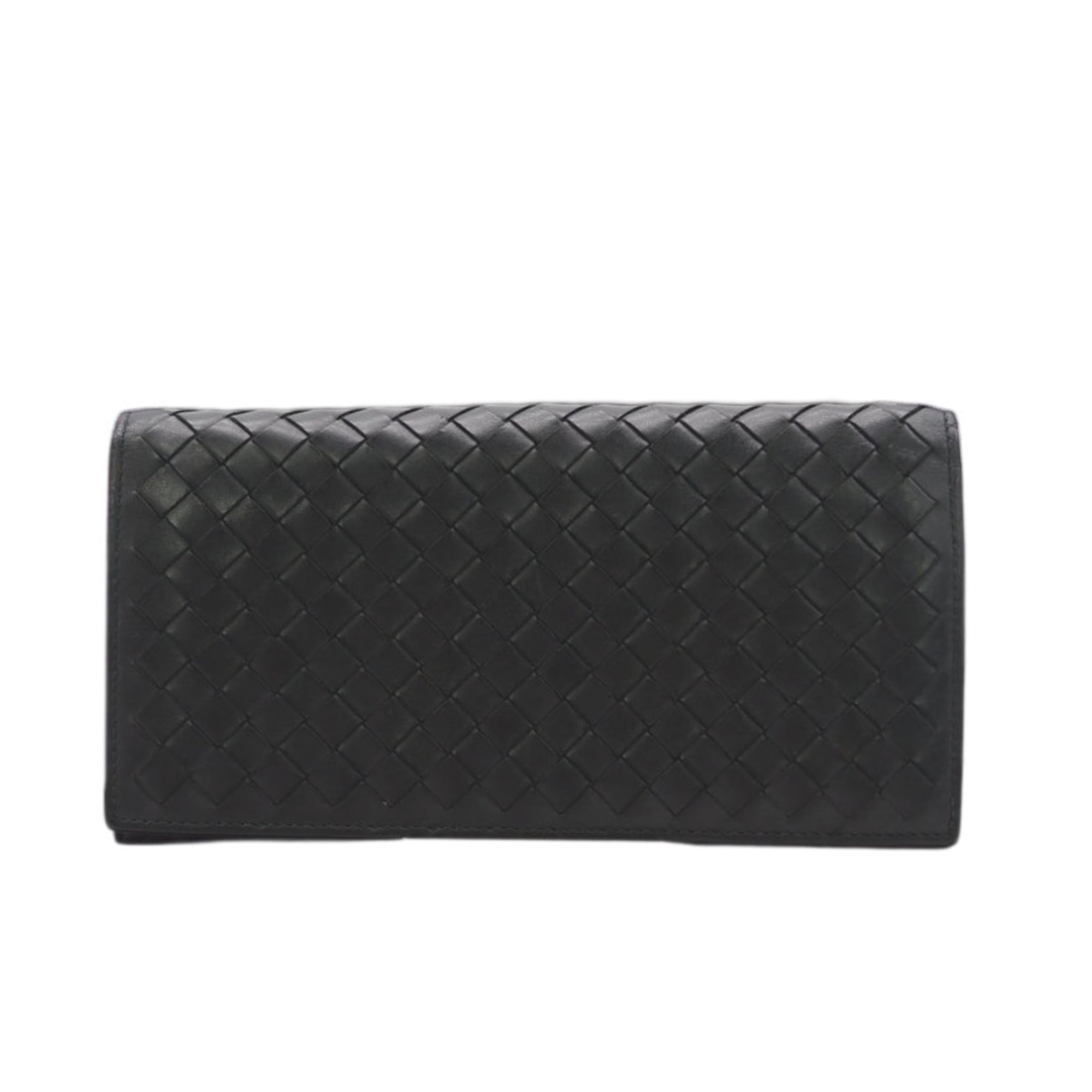 Bottega Veneta Black Leather Long Wallet (Bi-Fold) (Pre-Owned)