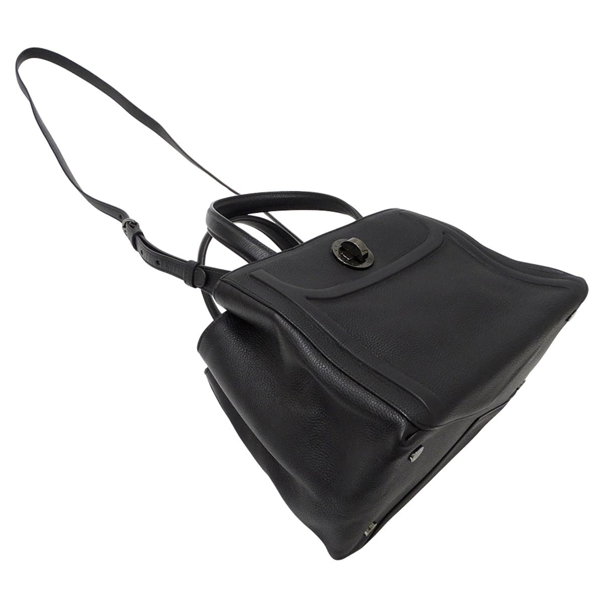 Bvlgari Black Leather Handbag Shoulder Bag (Pre-Owned)