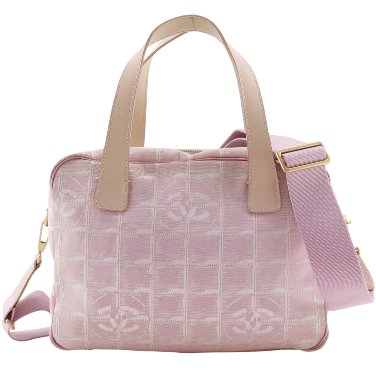 Chanel New Travel Line Pink Nylon Canvas Handbag (Pre-Owned)