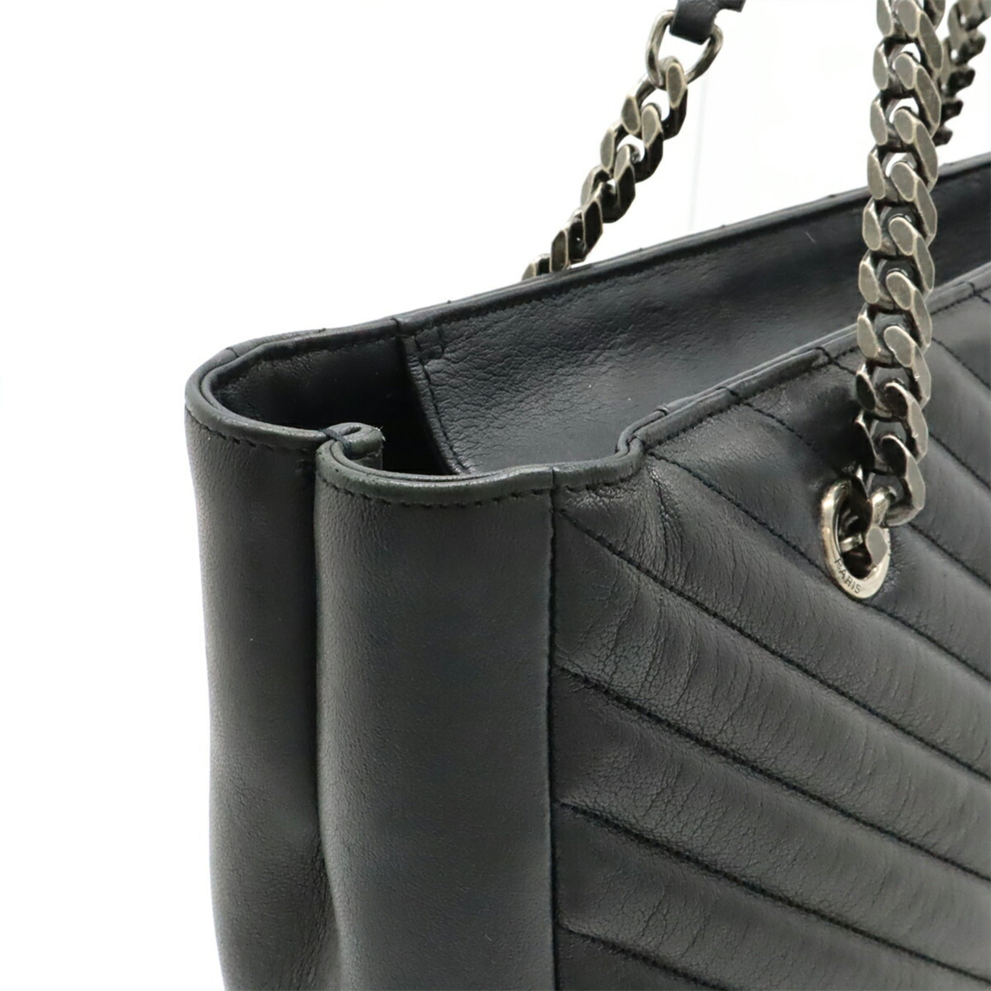 Yves Saint Laurent Black Leather Shoulder Bag Tote Bag (Pre-Owned)