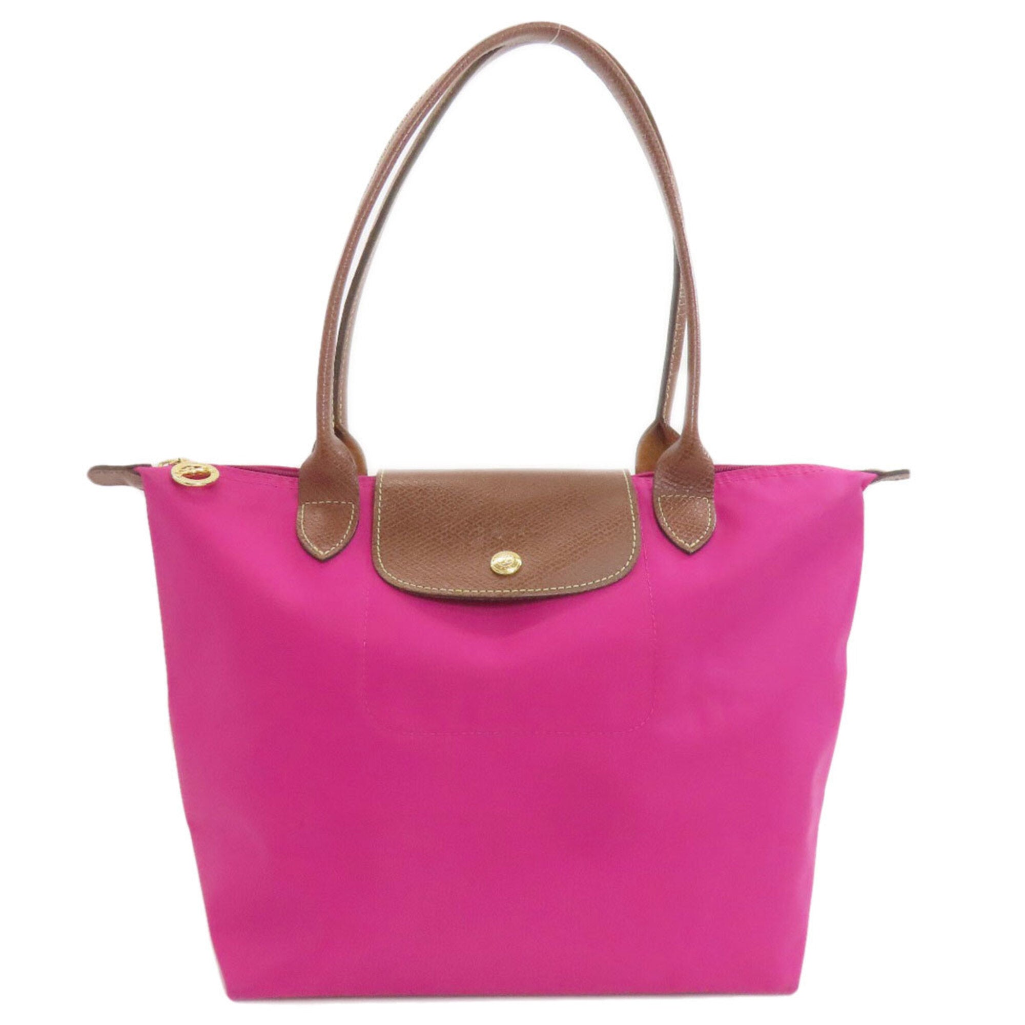 Longchamp Le Pliage Brown Pink Nylon Tote Bag (Pre-Owned)