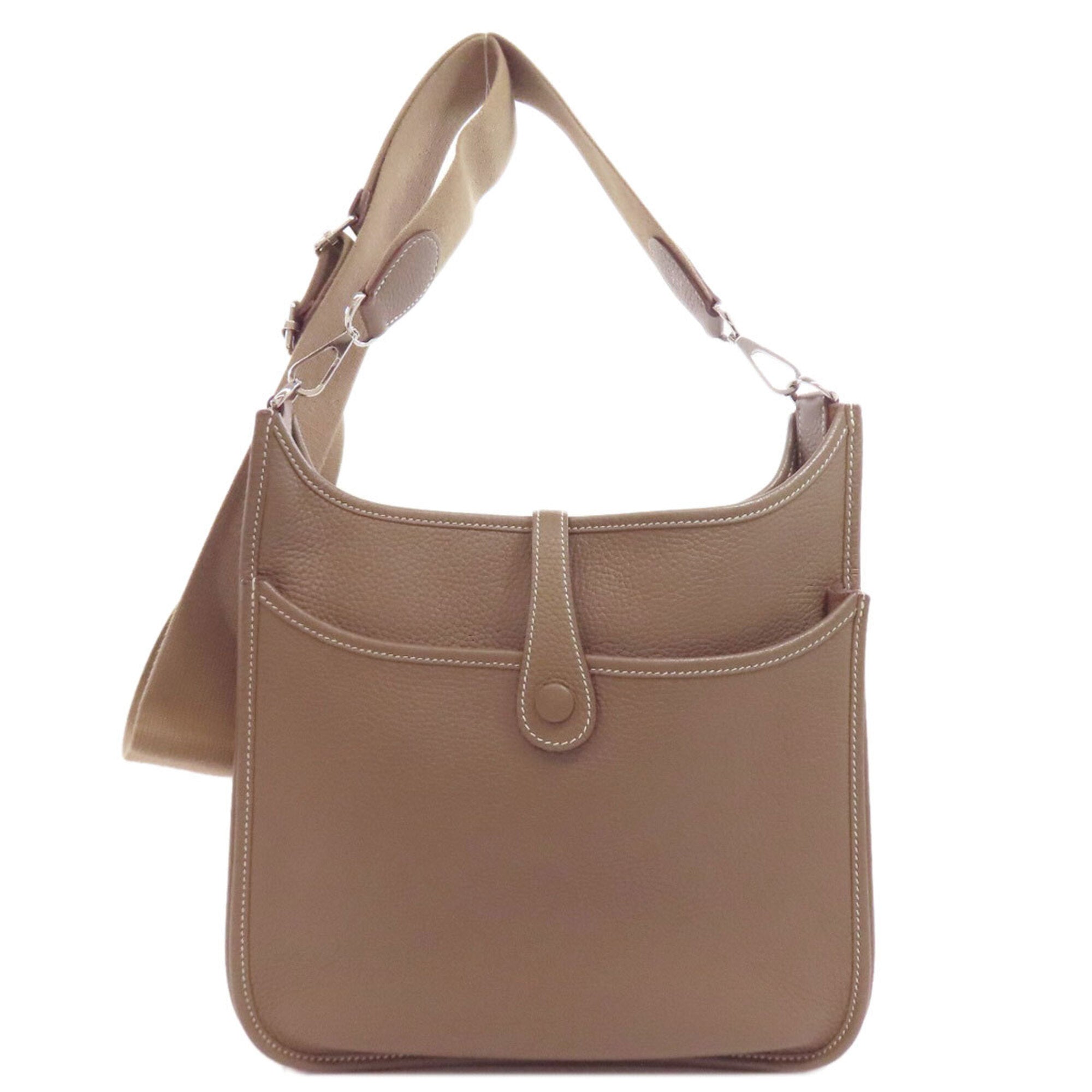 Hermes Brown Etoupe Gray Taurillon Clemence Leather Shoulder Bag (Pre-Owned)