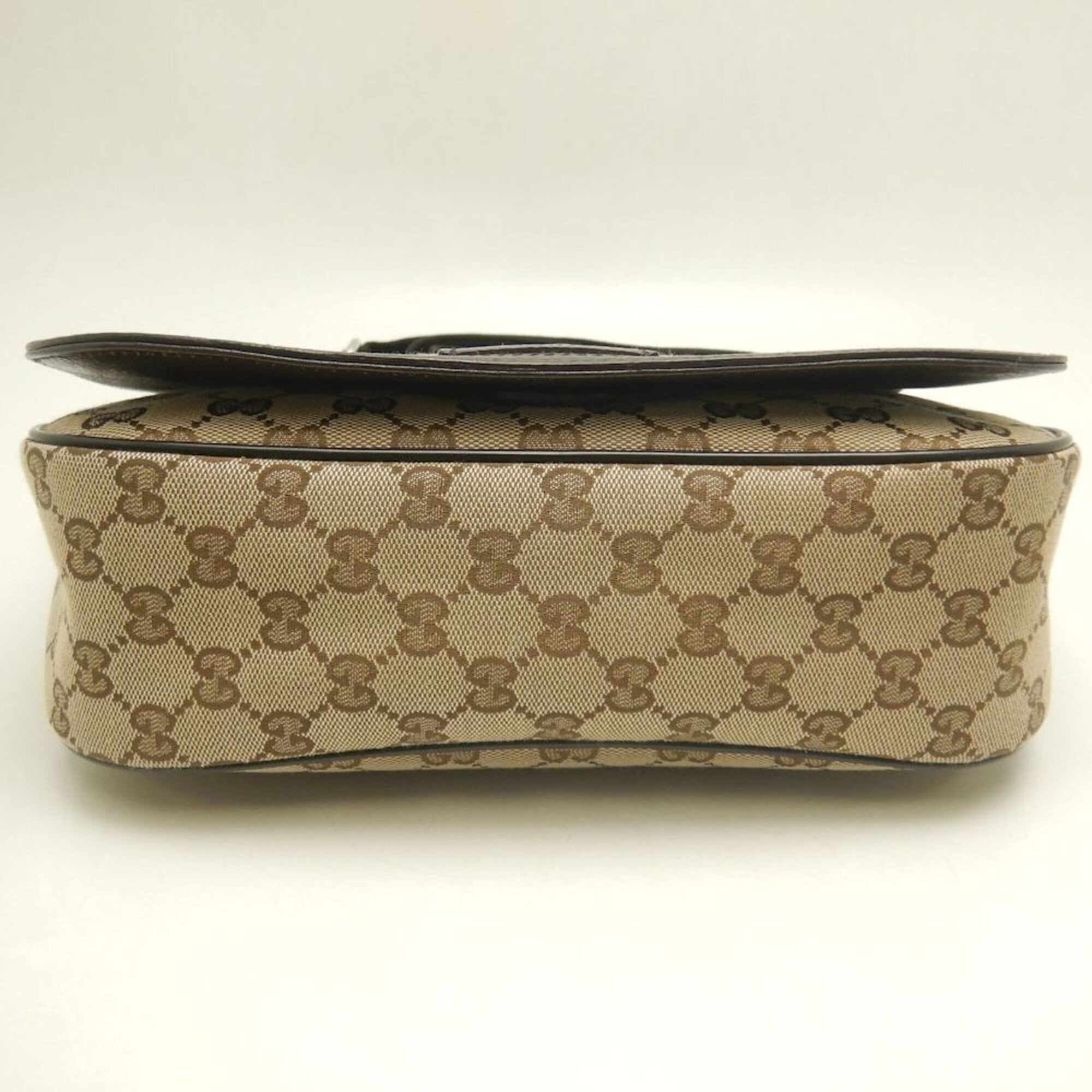 Gucci Gg Canvas Beige Gg Canvas Leather Shoulder Bag (Pre-Owned)