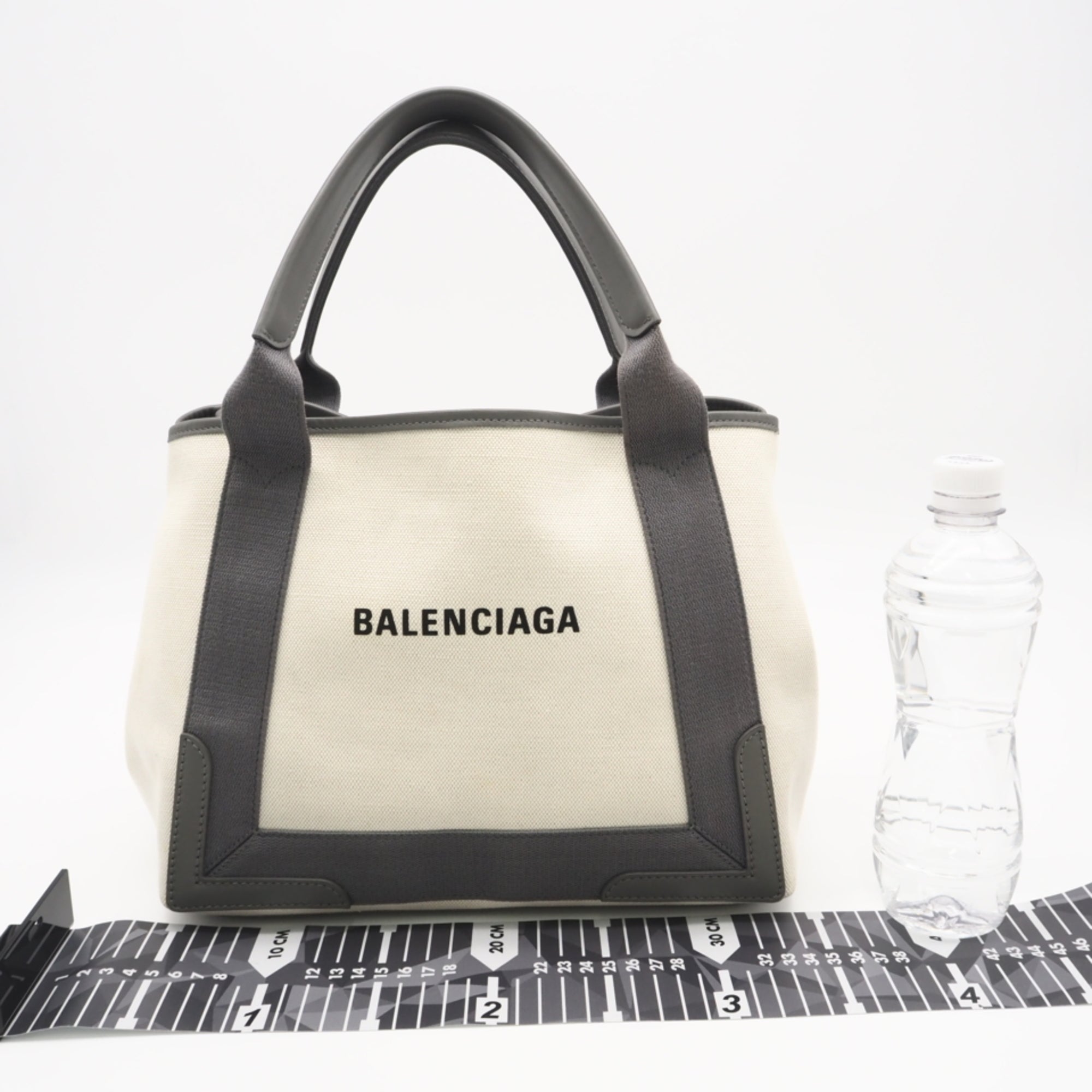 Balenciaga Gray Canvas Leather Pouch Tote Bag (Pre-Owned)
