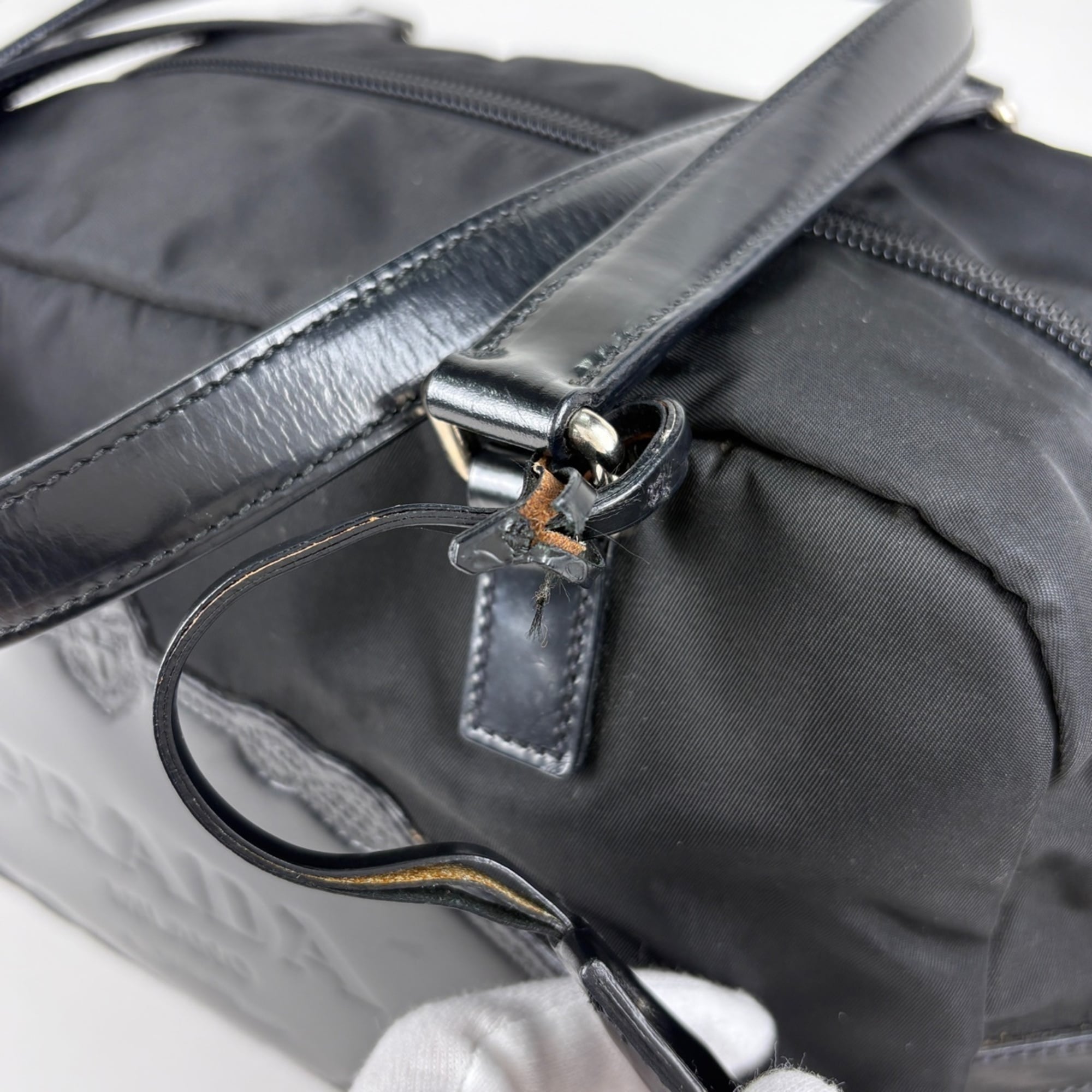 Prada Black Nylon Leather Handbag (Pre-Owned)
