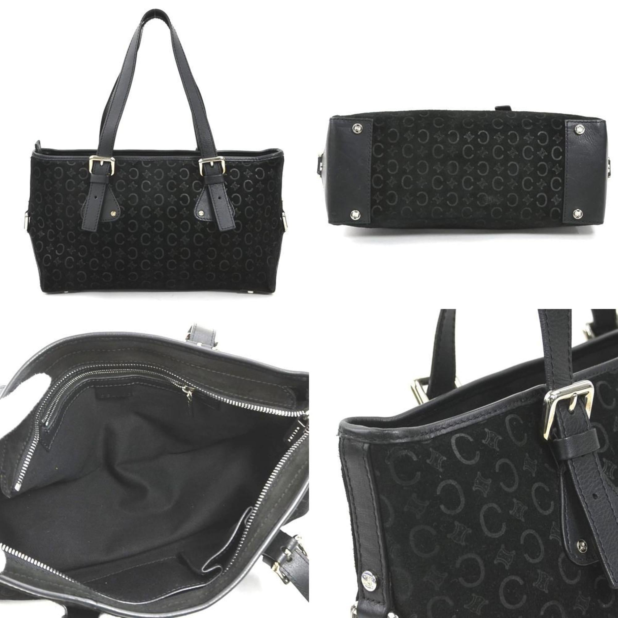 Celine Black Suede Leather Handbag Tote Bag (Pre-Owned)