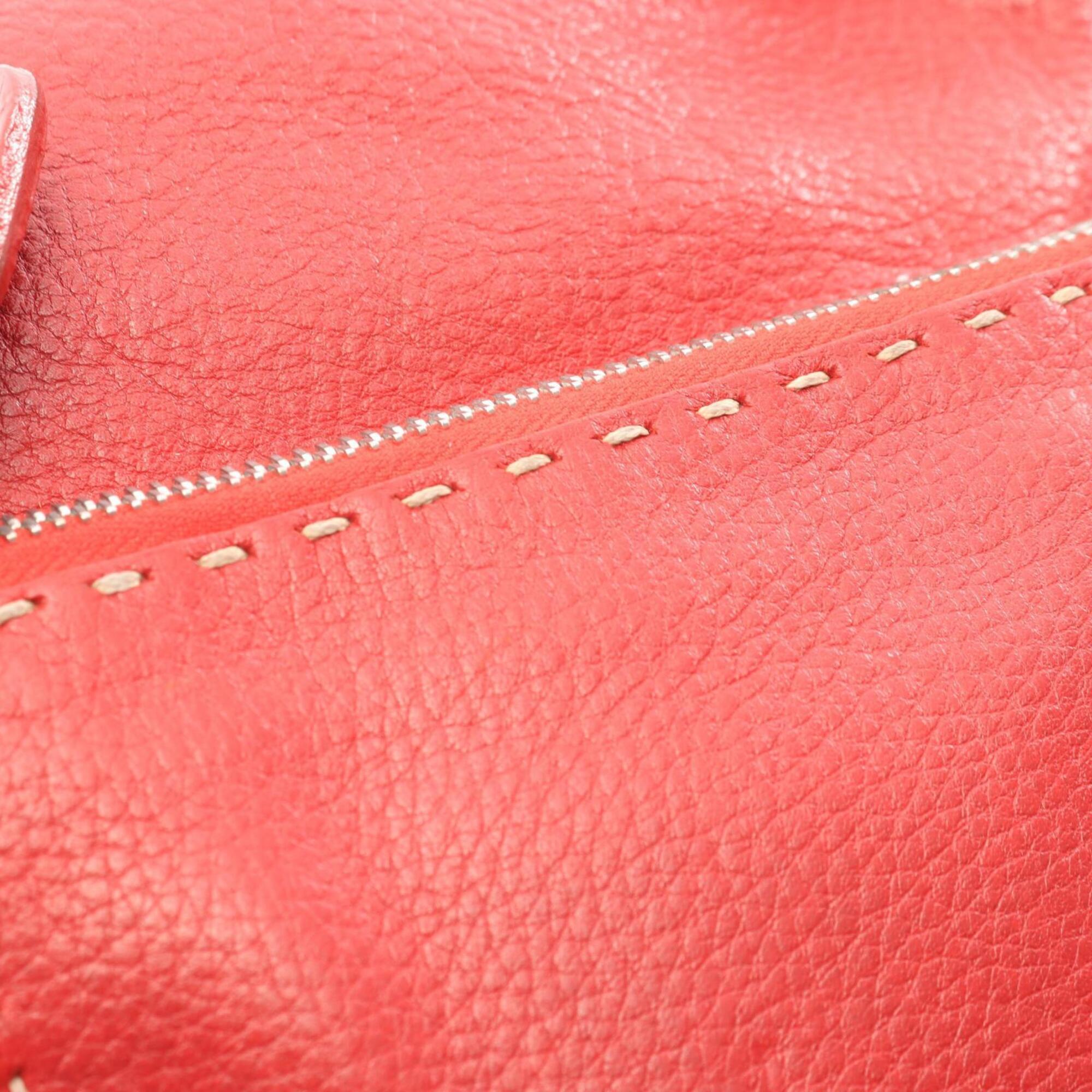 Fendi Red Color Leather Handbag Shoulder Bag (Pre-Owned)