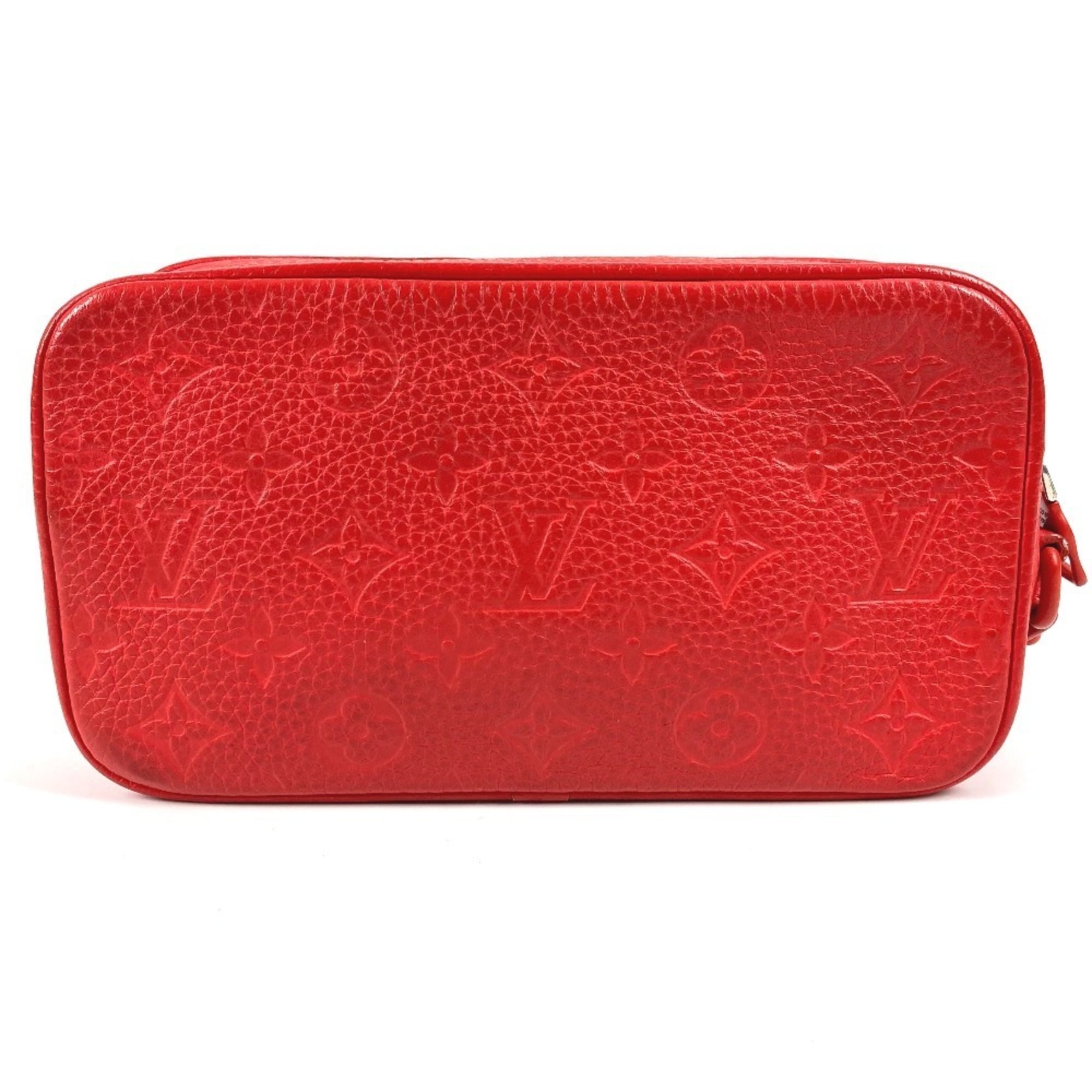 Louis Vuitton Red Color Monogram Empreinte Leather Clutch Bag (Pre-Owned)