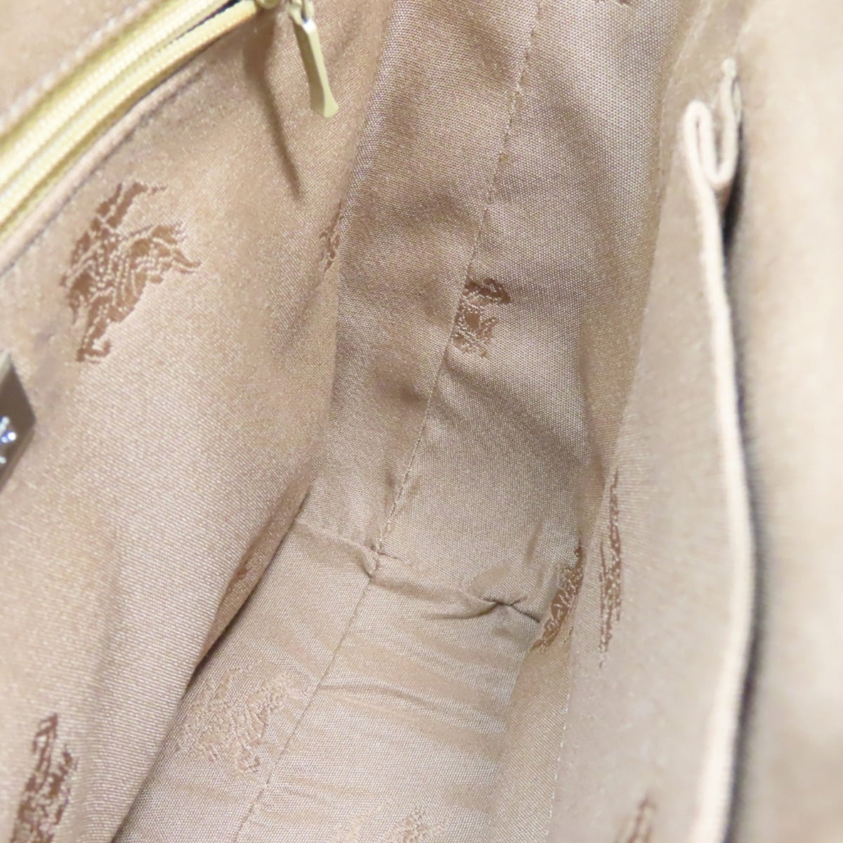 Burberry Beige Black Canvas Leather Shoulder Bag (Pre-Owned)