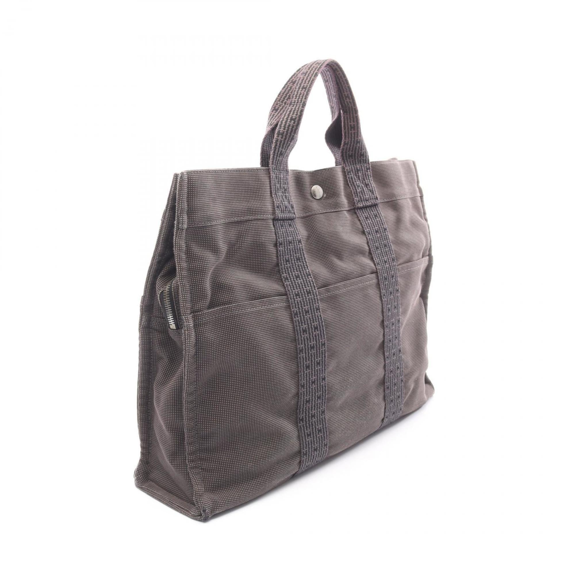 Hermes Gray Nylon Canvas Handbag Tote Bag (Pre-Owned)
