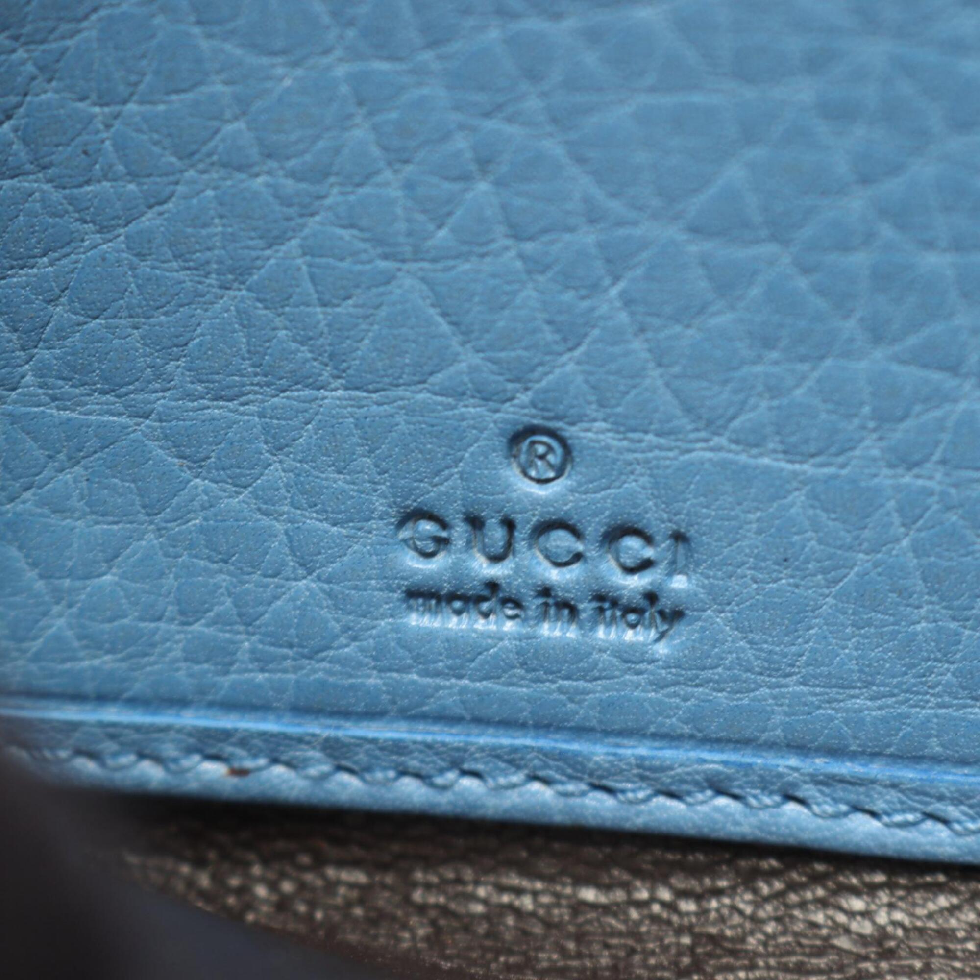 Gucci Blue Leather Long Wallet (Bi-Fold) (Pre-Owned)