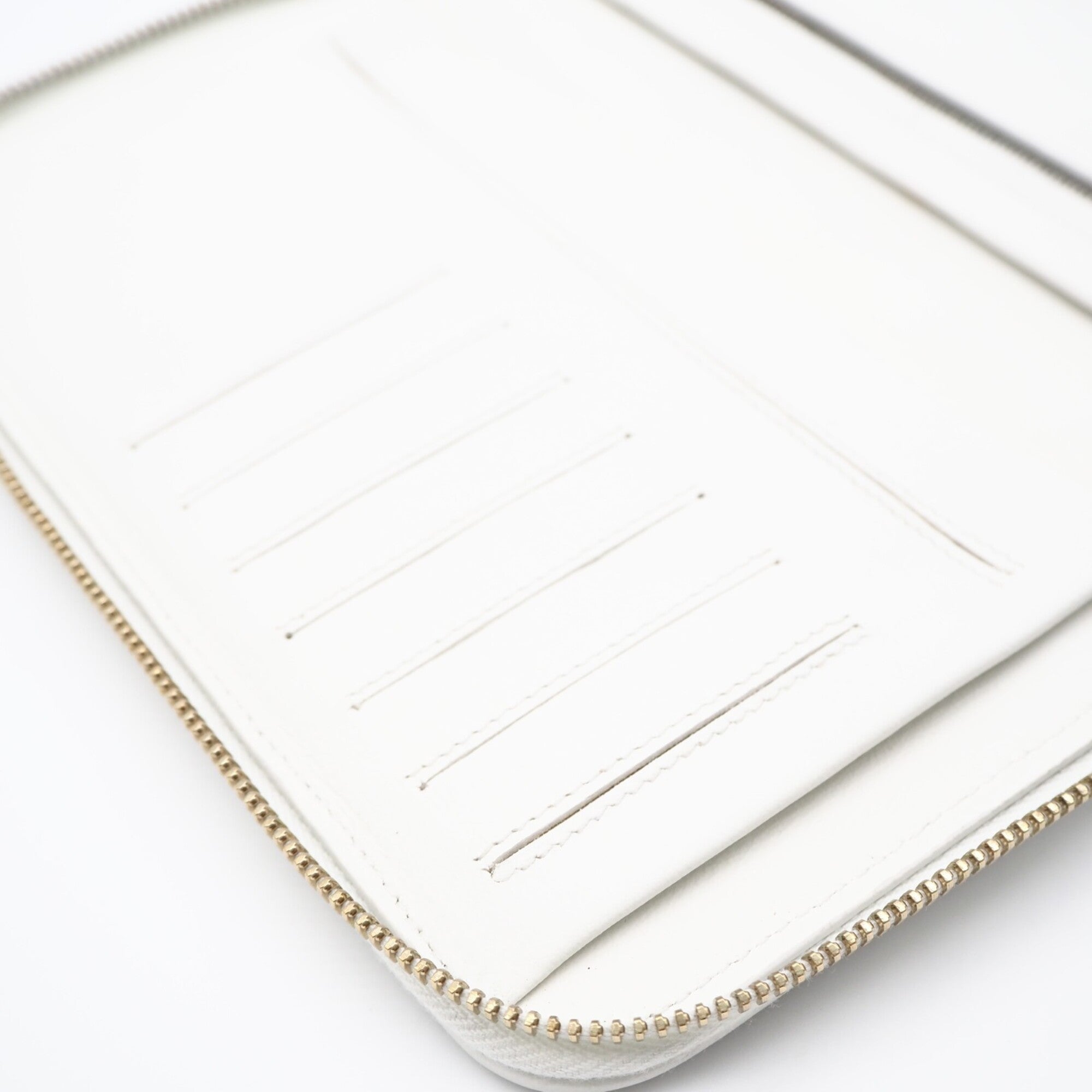 Bottega Veneta Intrecciato White Leather Long Bill Wallet (Bi-Fold) (Pre-Owned)