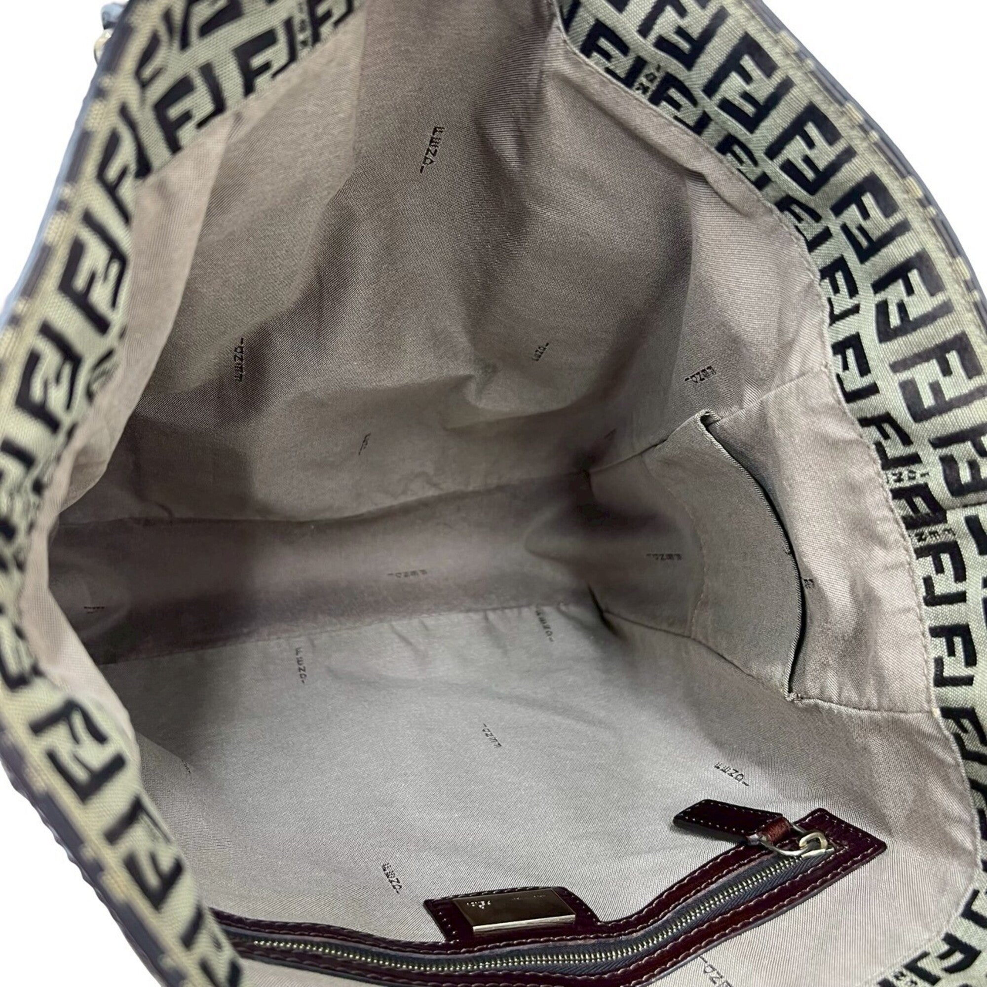 Fendi Brown Canvas Leather Handbag Tote Bag (Pre-Owned)
