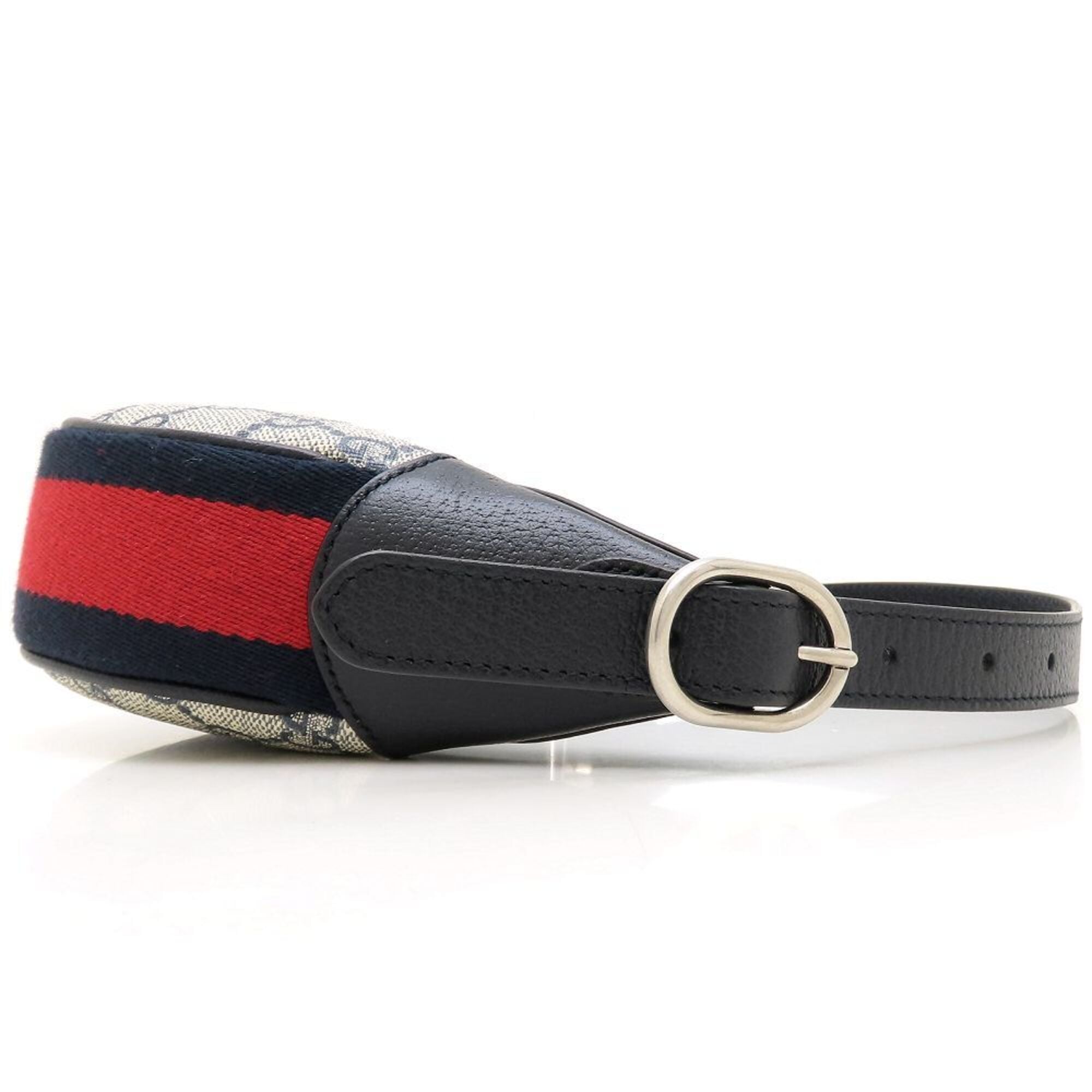 Gucci Beige Navy Gg Supreme Canvas Leather Handbag Pouch (Pre-Owned)