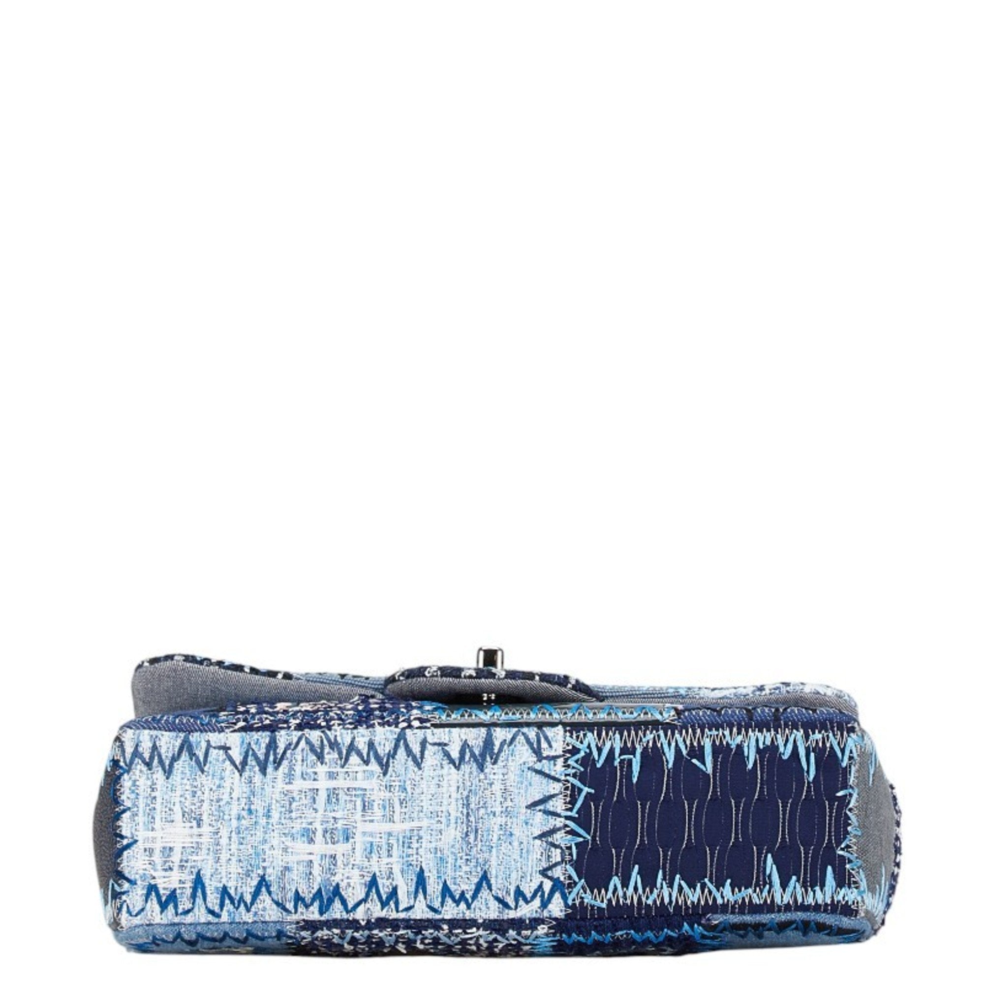 Chanel Blue Multi-Color Silver Denim Caviar Leather Handbag Shoulder Bag (Pre-Owned)