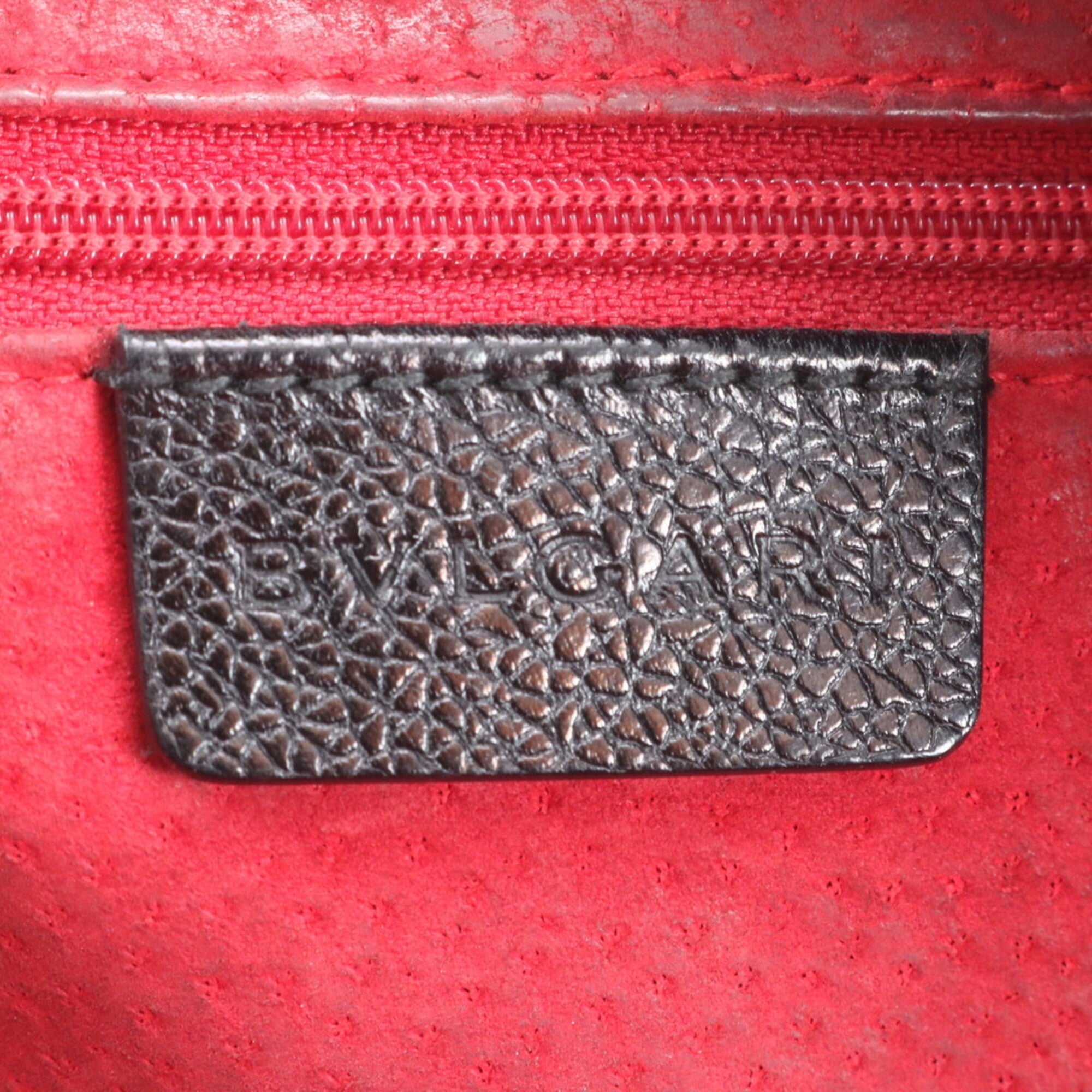 Bvlgari Black Leather Handbag Shoulder Bag (Pre-Owned)