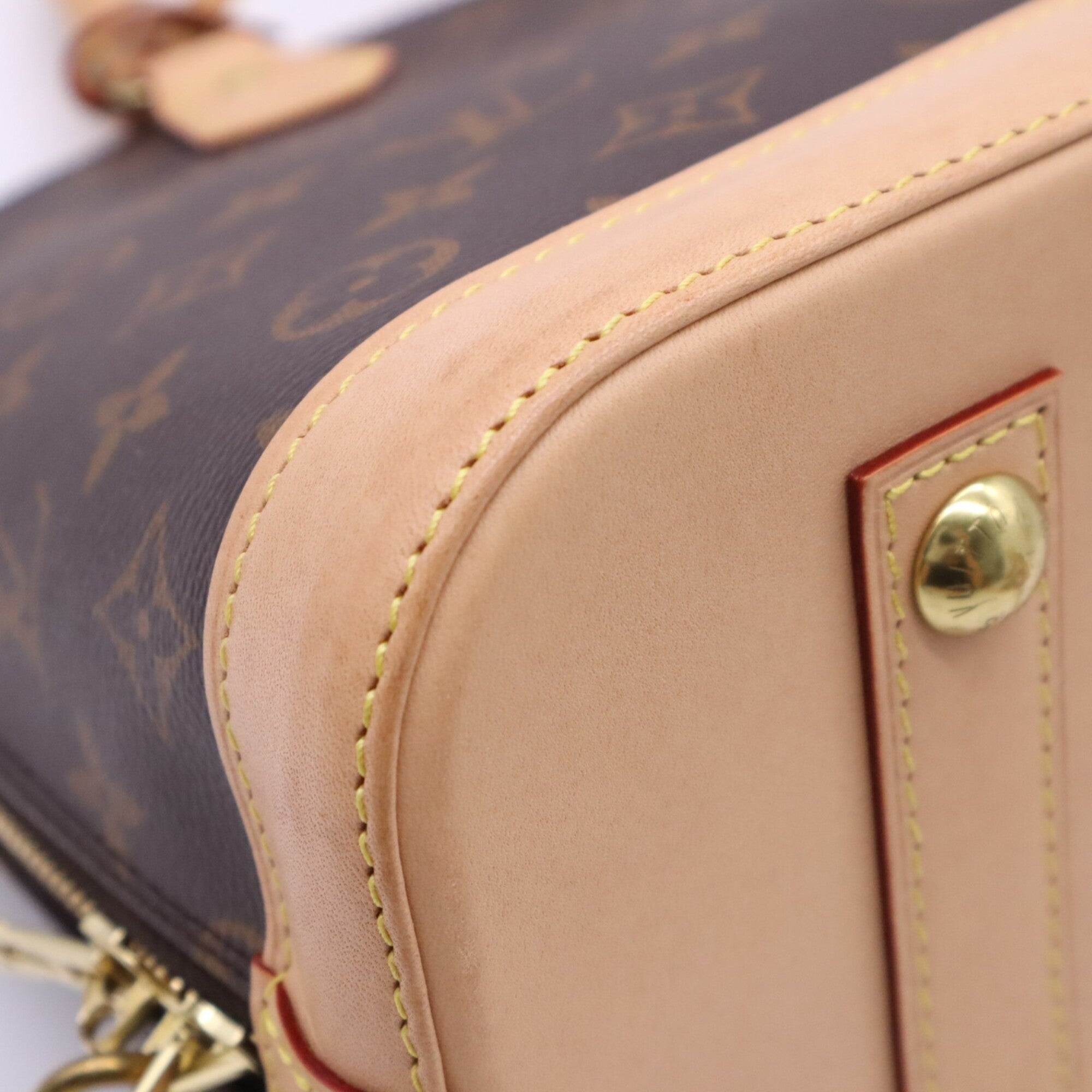 Louis Vuitton Beige Brown Coated Canvas Leather Handbag (Pre-Owned)