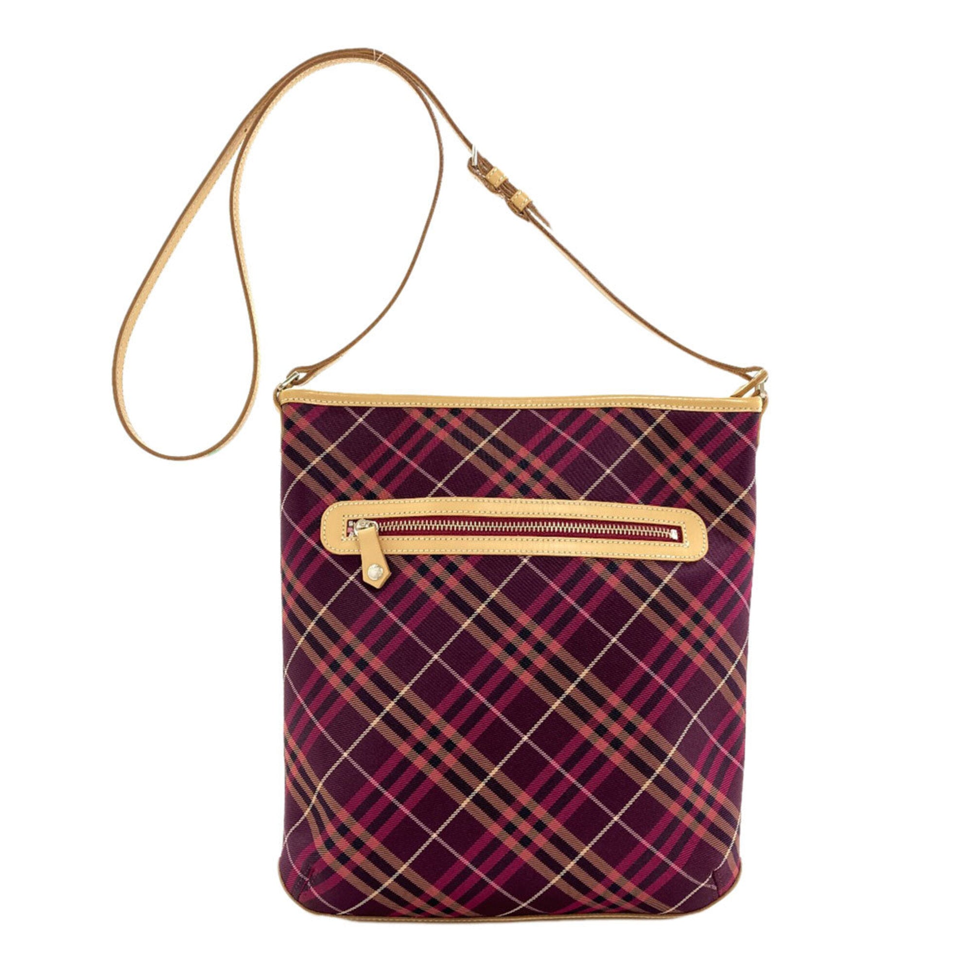 Burberry Blue Label Blue Purple Nylon Leather Shoulder Bag (Pre-Owned)