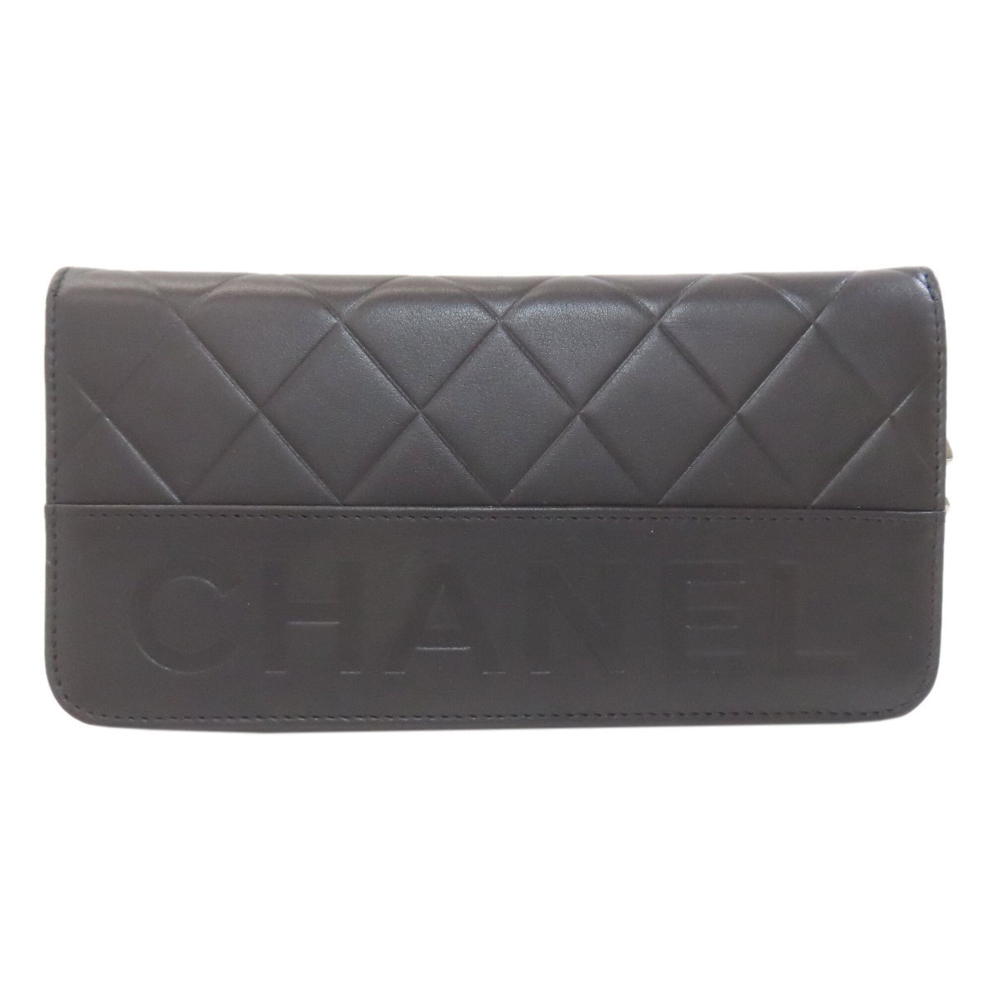 Chanel Black Leather Long Wallet (Bi-Fold) (Pre-Owned)