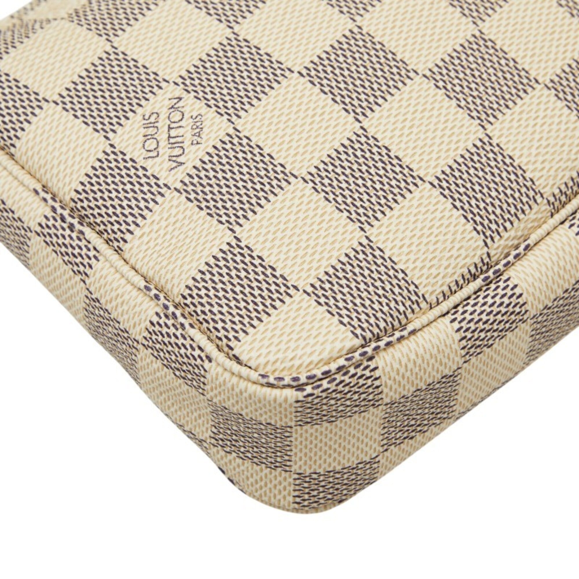 Louis Vuitton Damier Azur White Pvc Leather Handbag Pochette (Pre-Owned)