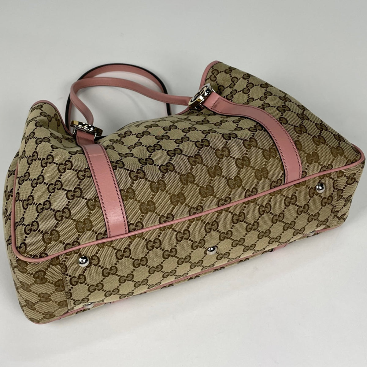 Gucci Gg Canvas Beige Pink Gg Canvas Tote Bag (Pre-Owned)