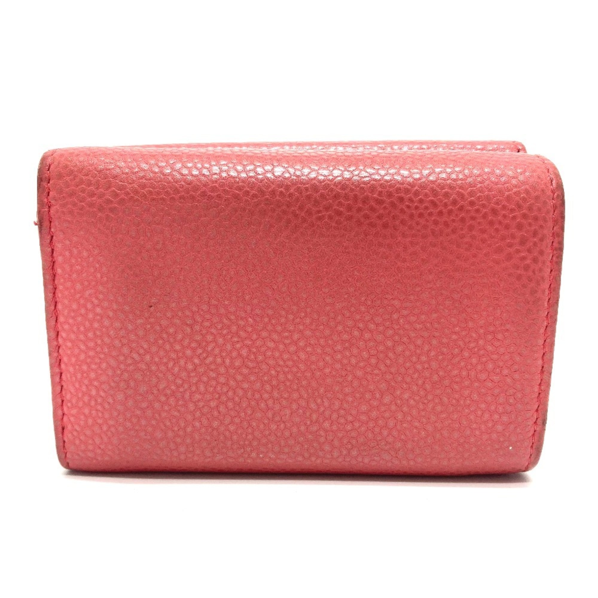 Chanel Salmon Pink Grained Calfskin Wallet (Tri-Fold) (Pre-Owned)