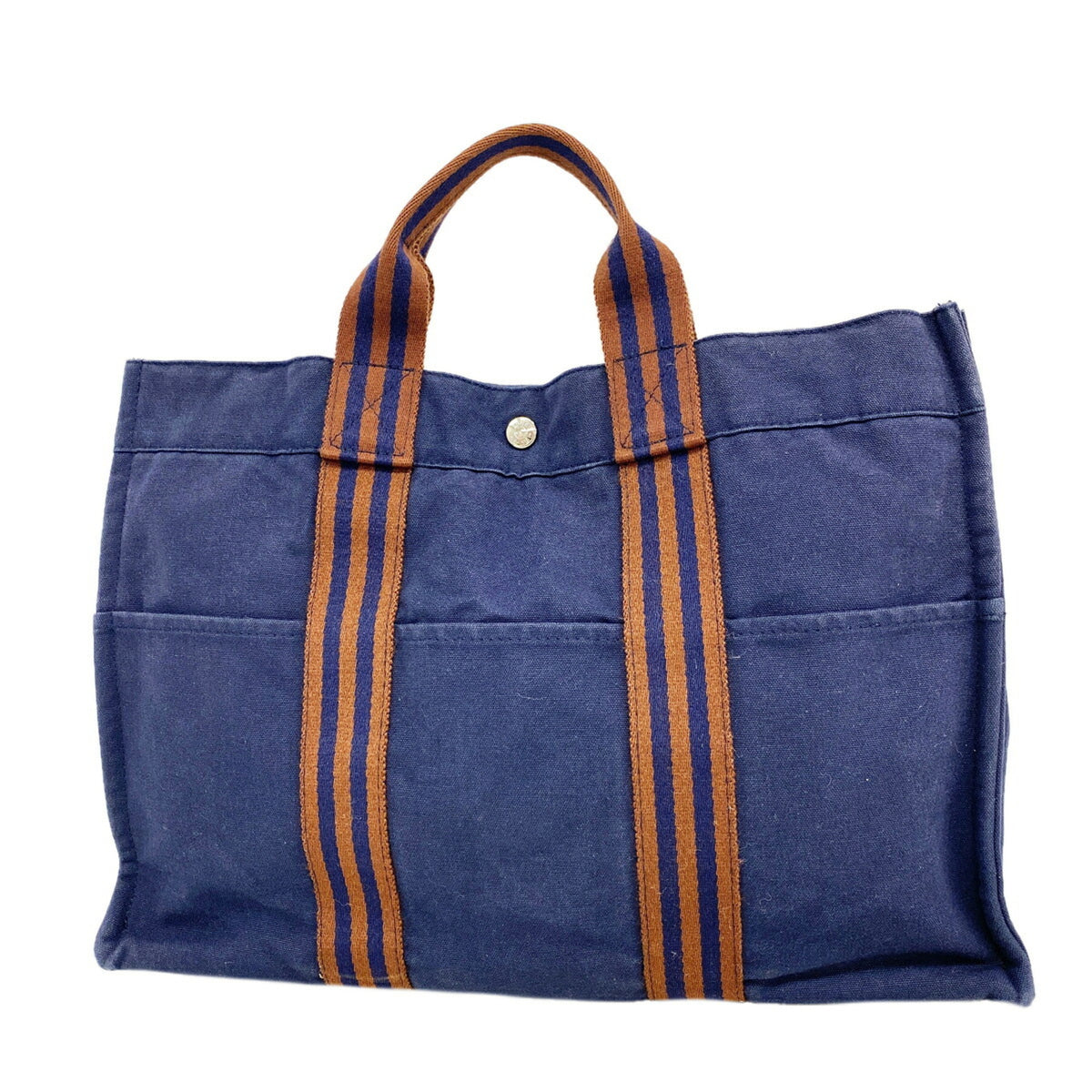 Hermes Navy Canvas Tote Bag (Pre-Owned)
