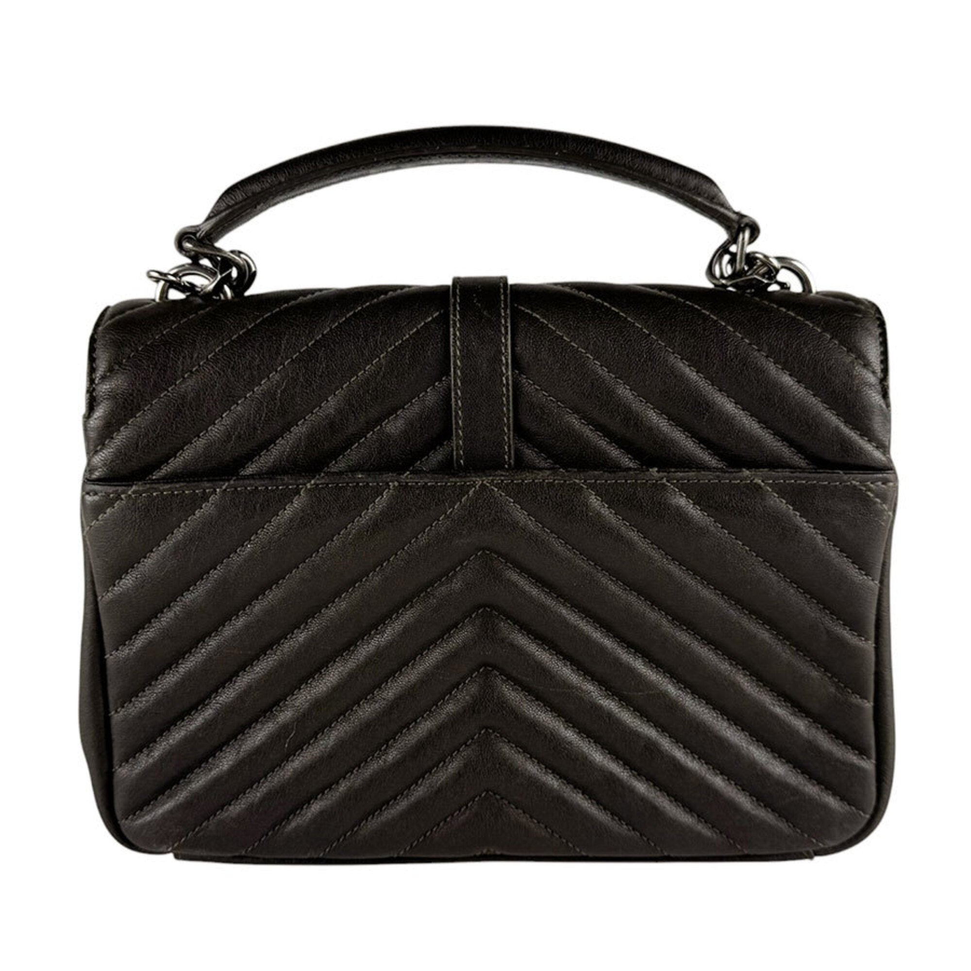 Saint Laurent Khaki Brown Leather Shoulder Bag (Pre-Owned)