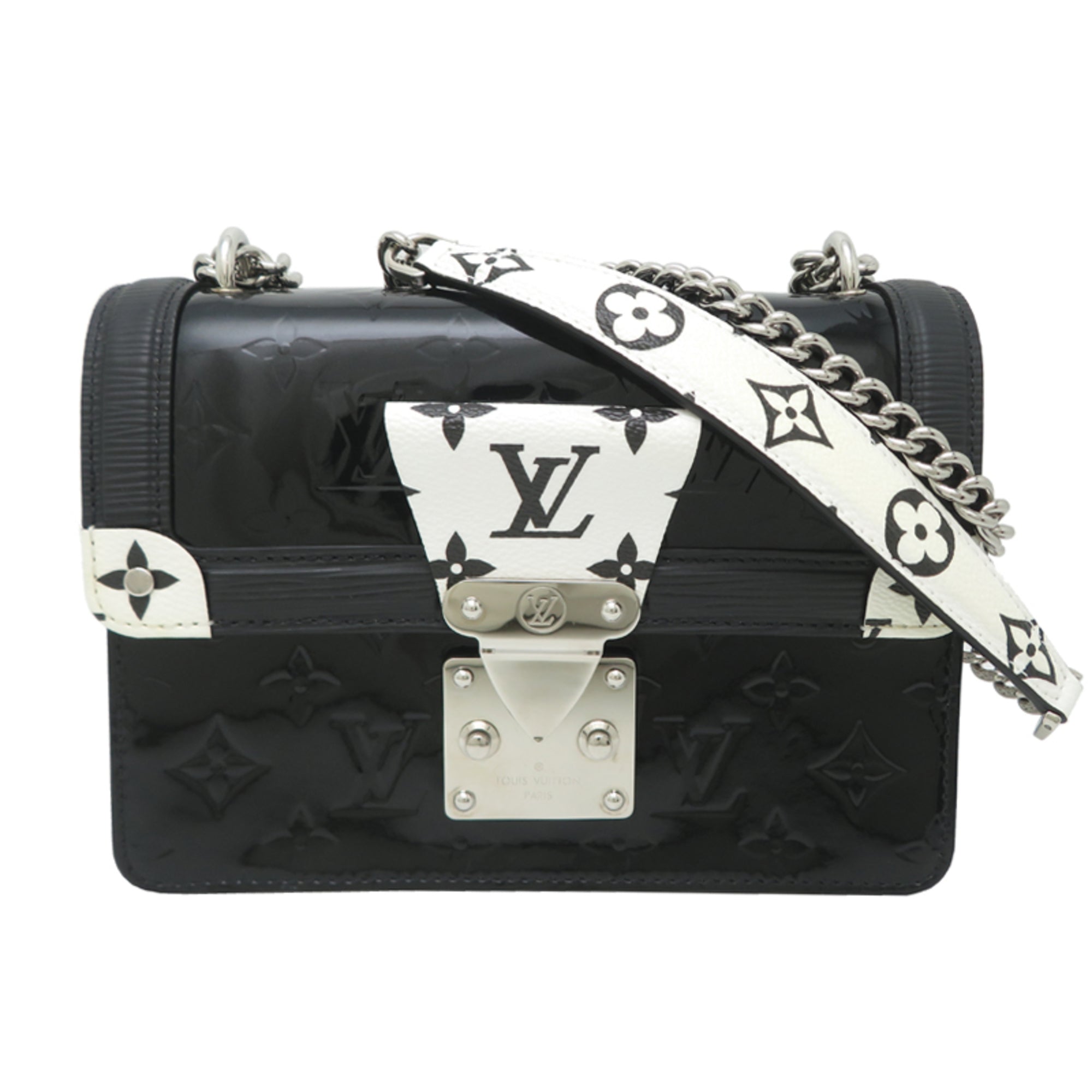Louis Vuitton Black White Vernis Epi Leather Shoulder Bag (Pre-Owned)