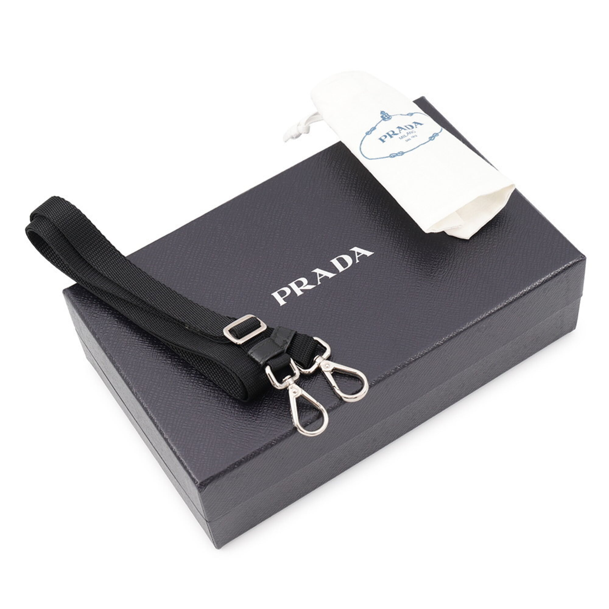 Prada Black Navy Canvas Leather Handbag Shoulder Bag (Pre-Owned)