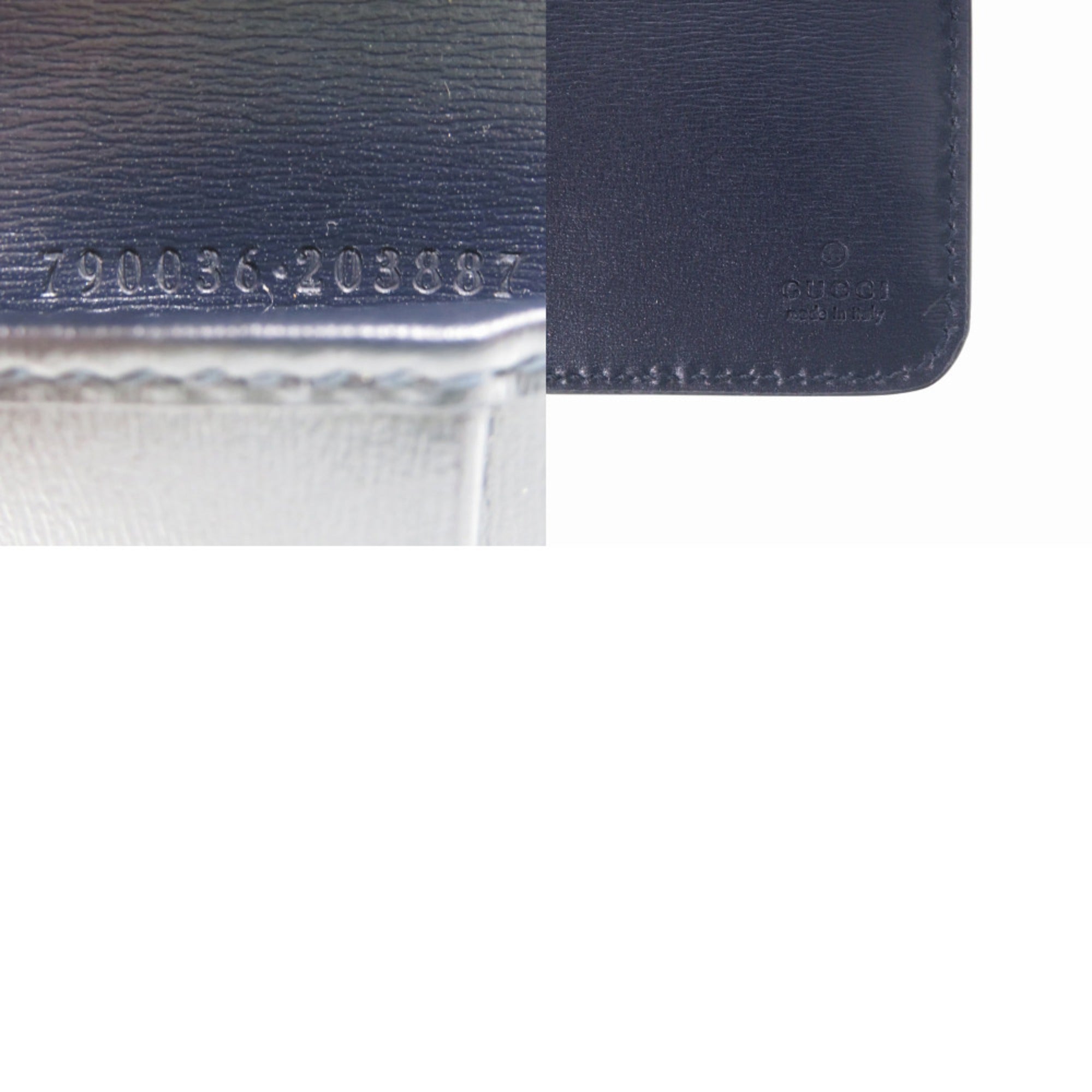 Gucci Navy Gg Canvas Leather Wallet (Bi-Fold) (Pre-Owned)