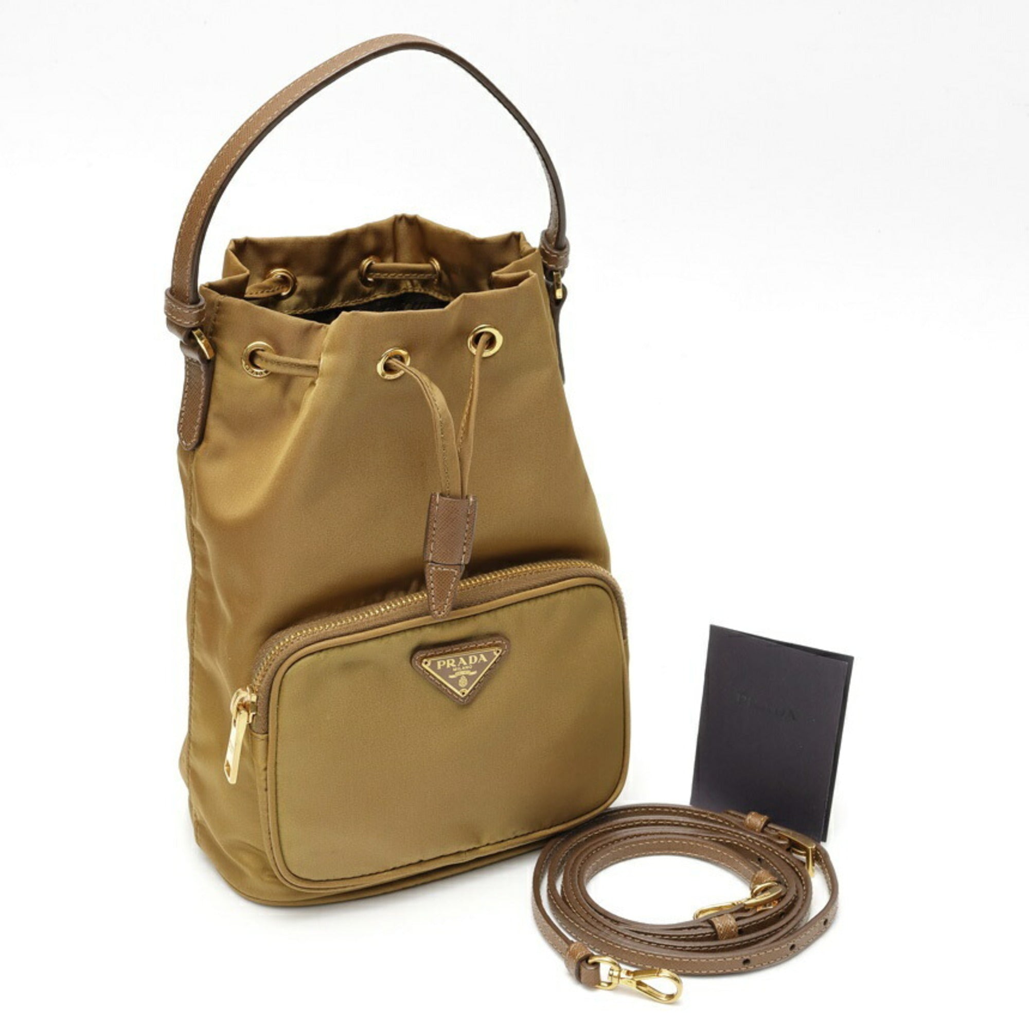 Prada Beige Nylon Leather Shoulder Bag (Pre-Owned)