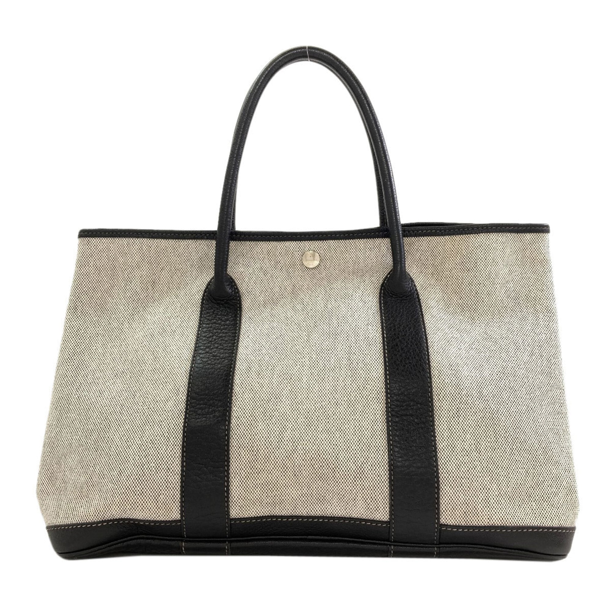 Hermes Gray Toile H Buffalo Leather Tote Bag (Pre-Owned)