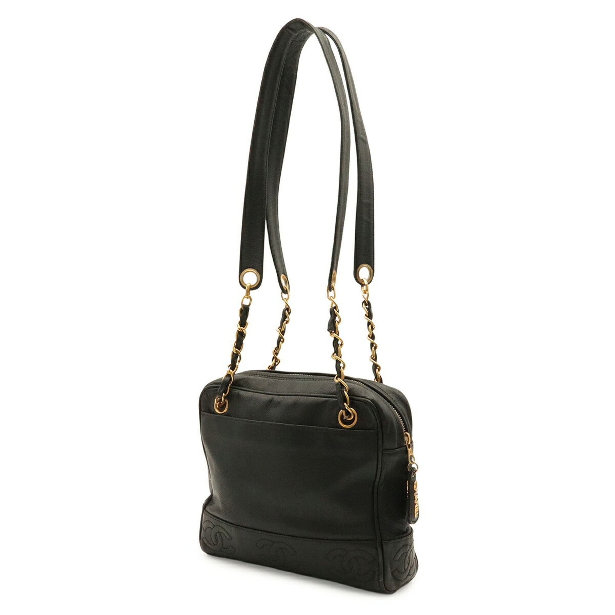 Chanel Black Grained Calfskin Shoulder Bag Tote Bag (Pre-Owned)