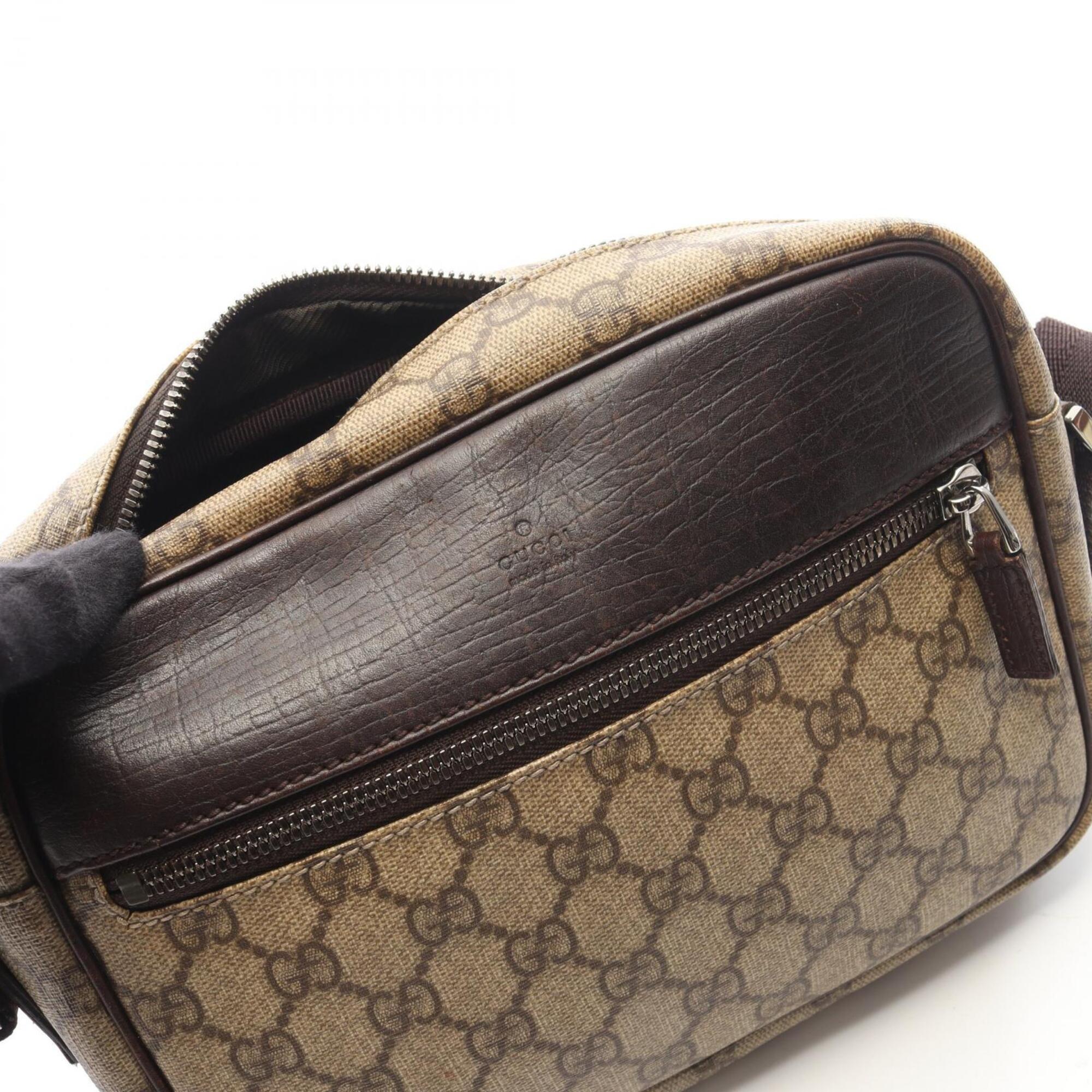 Gucci Beige Brown Pvc Coated Canvas Leather Handbag Shoulder Bag (Pre-Owned)