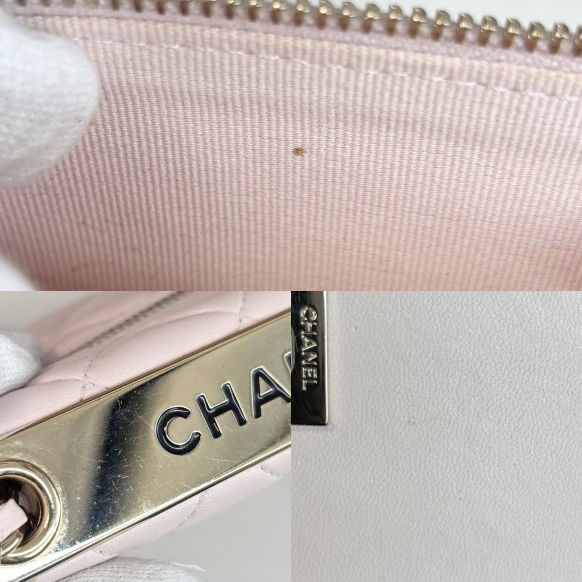 Chanel Pink Leather Chain/Shoulder Wallet (Pre-Owned)