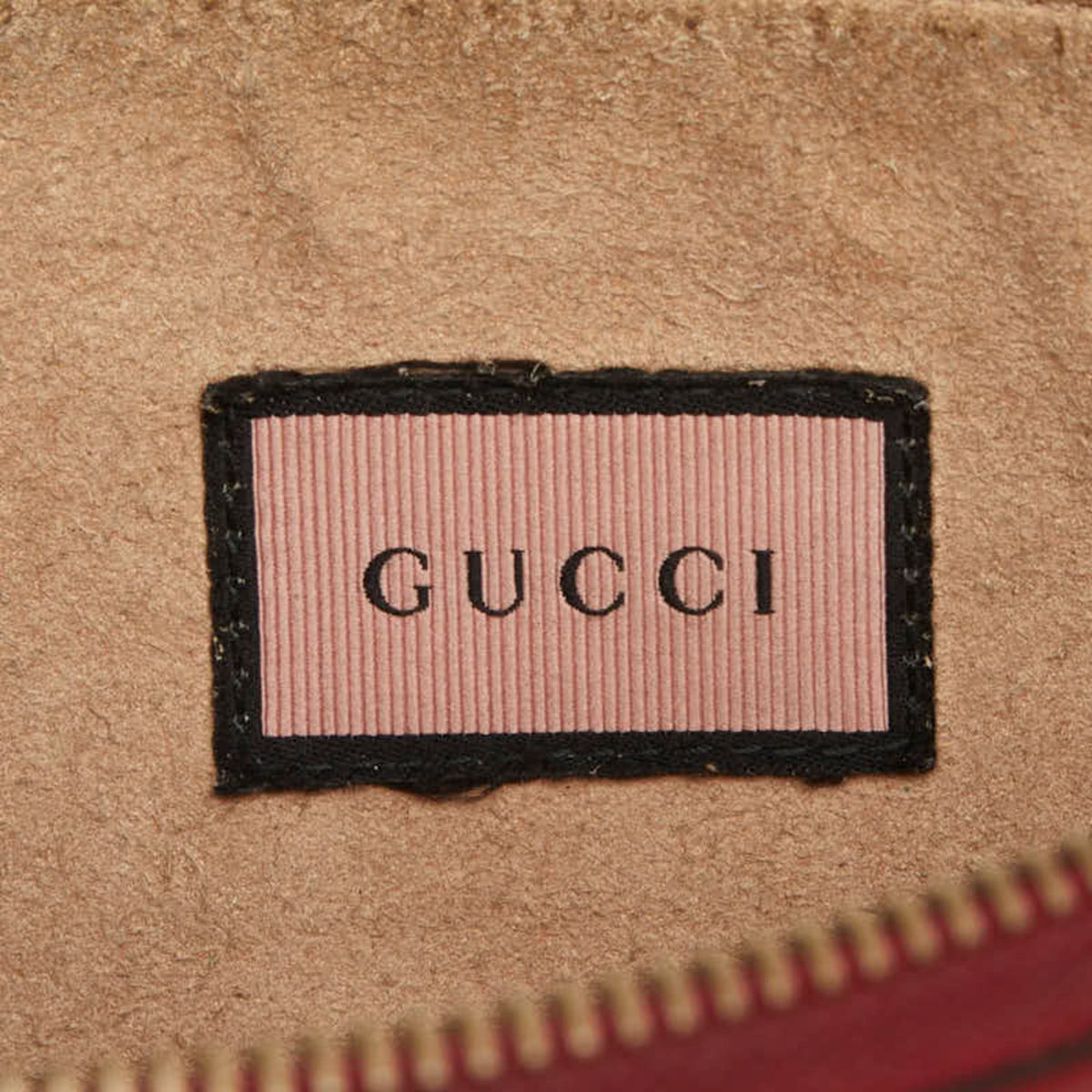 Gucci Black Red Color Leather Clutch Bag Pouch (Pre-Owned)
