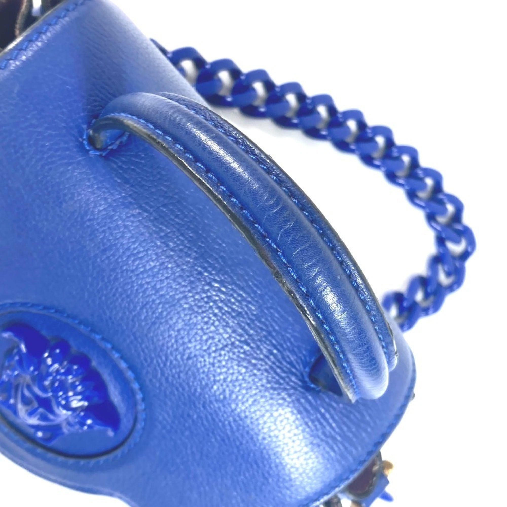 Versace Blue Leather Handbag Shoulder Bag (Pre-Owned)