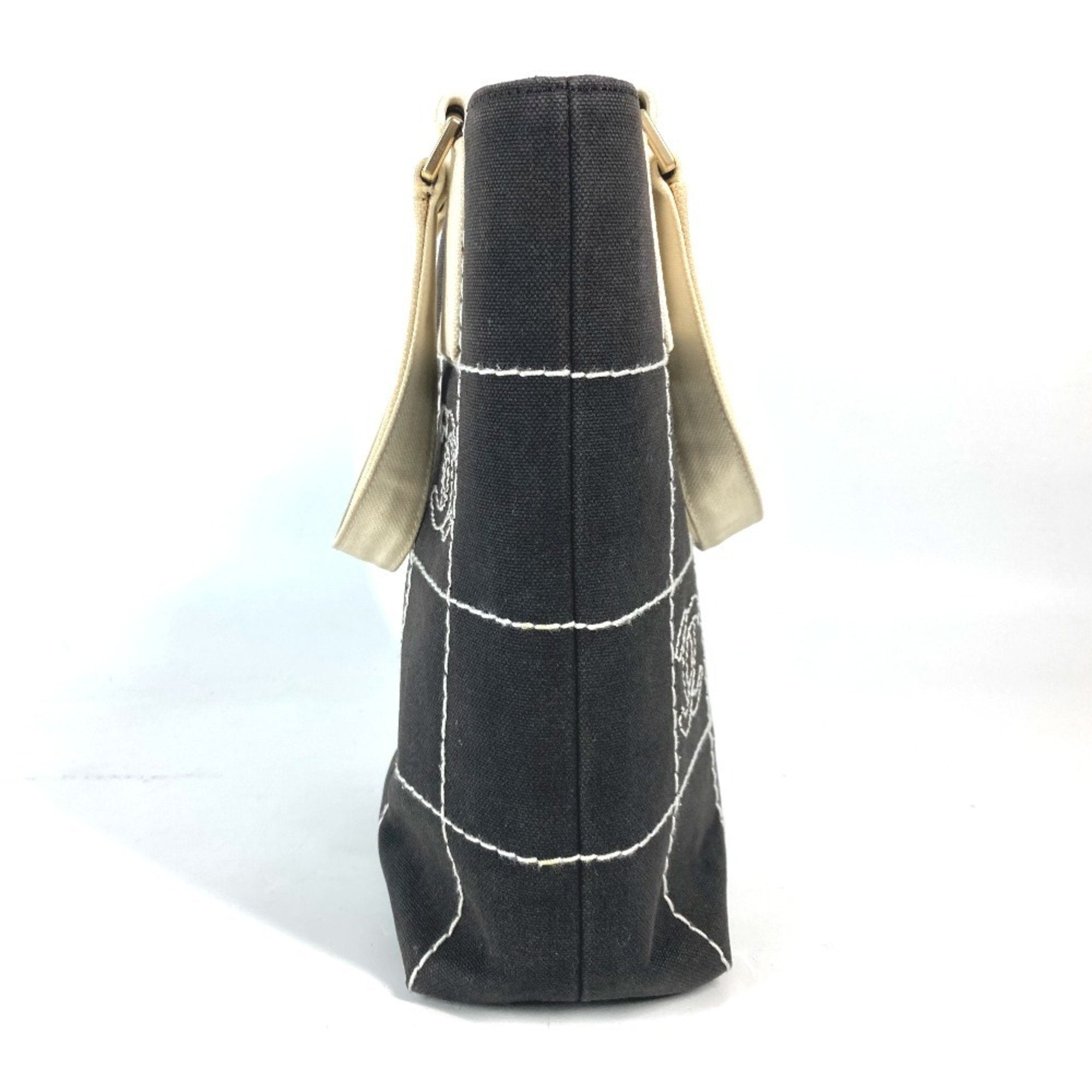 Chanel Black White Canvas Handbag Tote Bag (Pre-Owned)