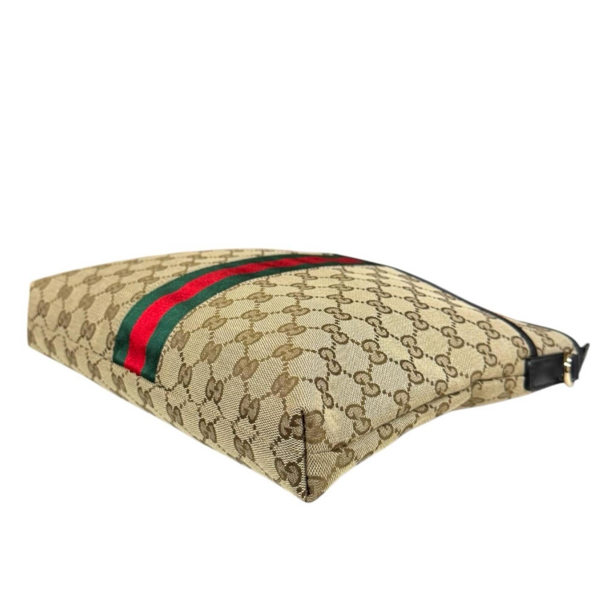 Gucci Black Brown Gg Canvas Leather Shoulder Bag (Pre-Owned)